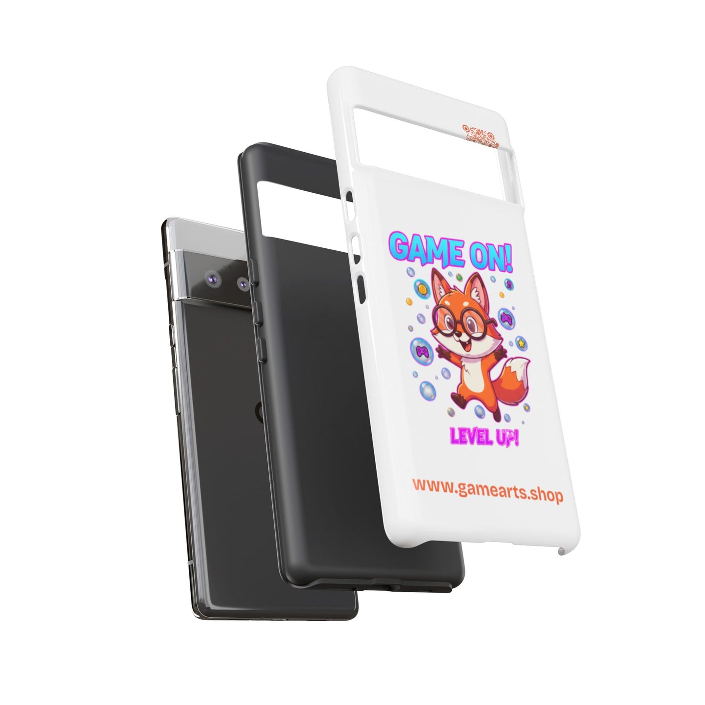 Game On Mobile Case - Cute Fox Design, Gamer Accessories, Phone Cover, Gift for Gamers, Level Up Style