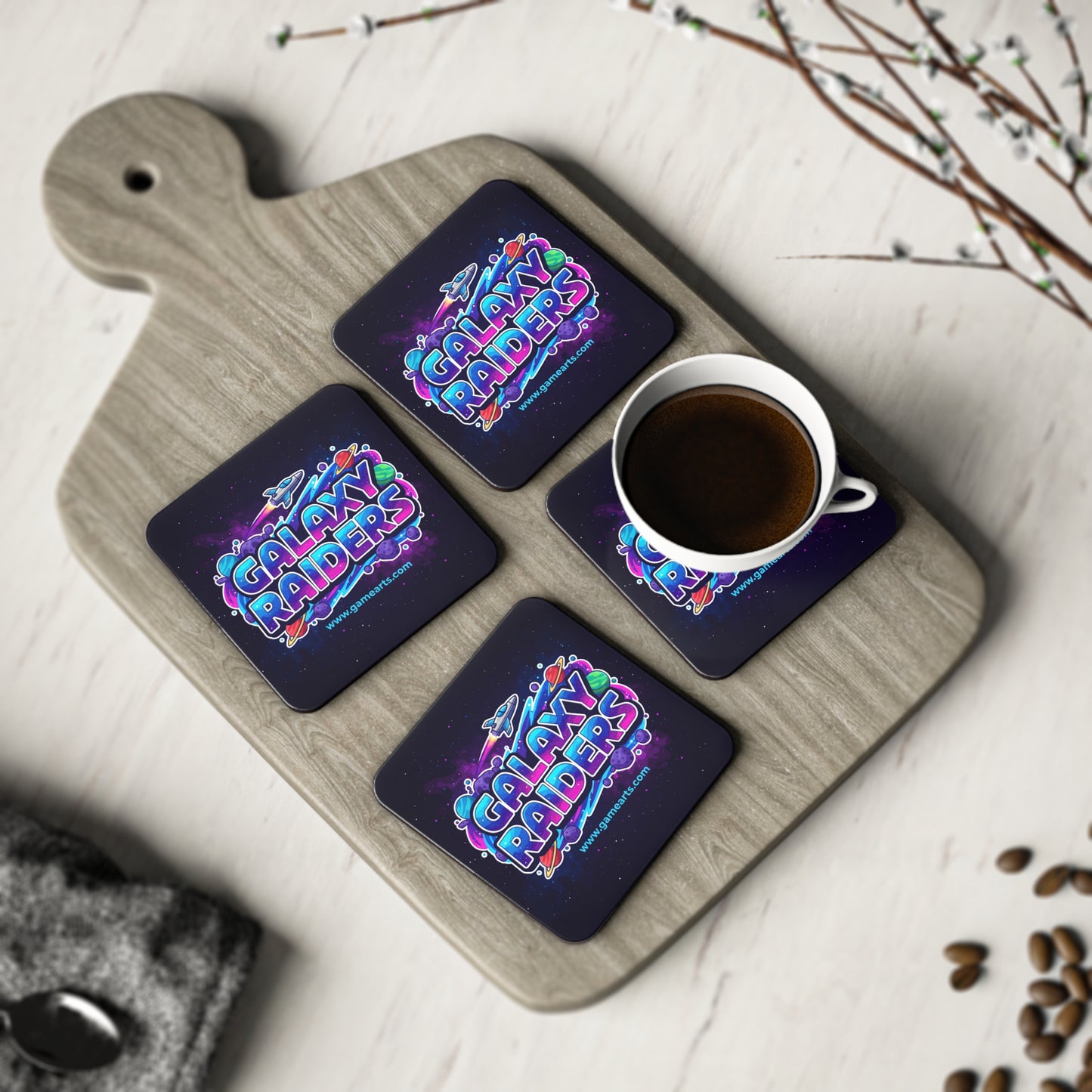 Galaxy Raiders Coasters - Gaming Accessories, Unique Party Favors, Home Decor, Geek Gifts, Table Protection