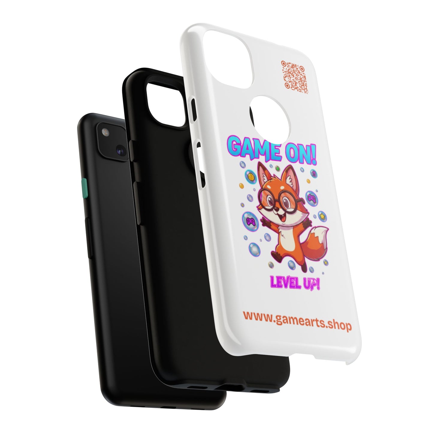 Game On Mobile Case - Cute Fox Design, Gamer Accessories, Phone Cover, Gift for Gamers, Level Up Style