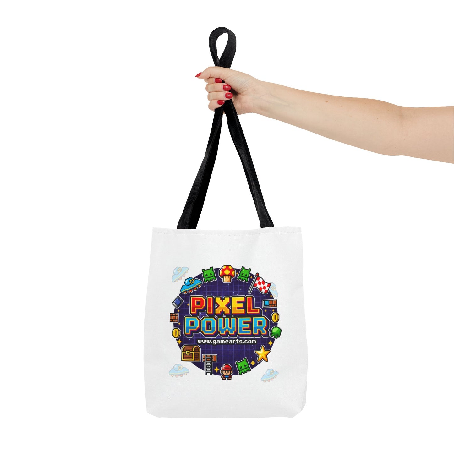 Gaming Tote Bag - Pixel Power Design, Gamer Gift, Eco-Friendly Shopping, Stylish Carryall, Fun Everyday Use