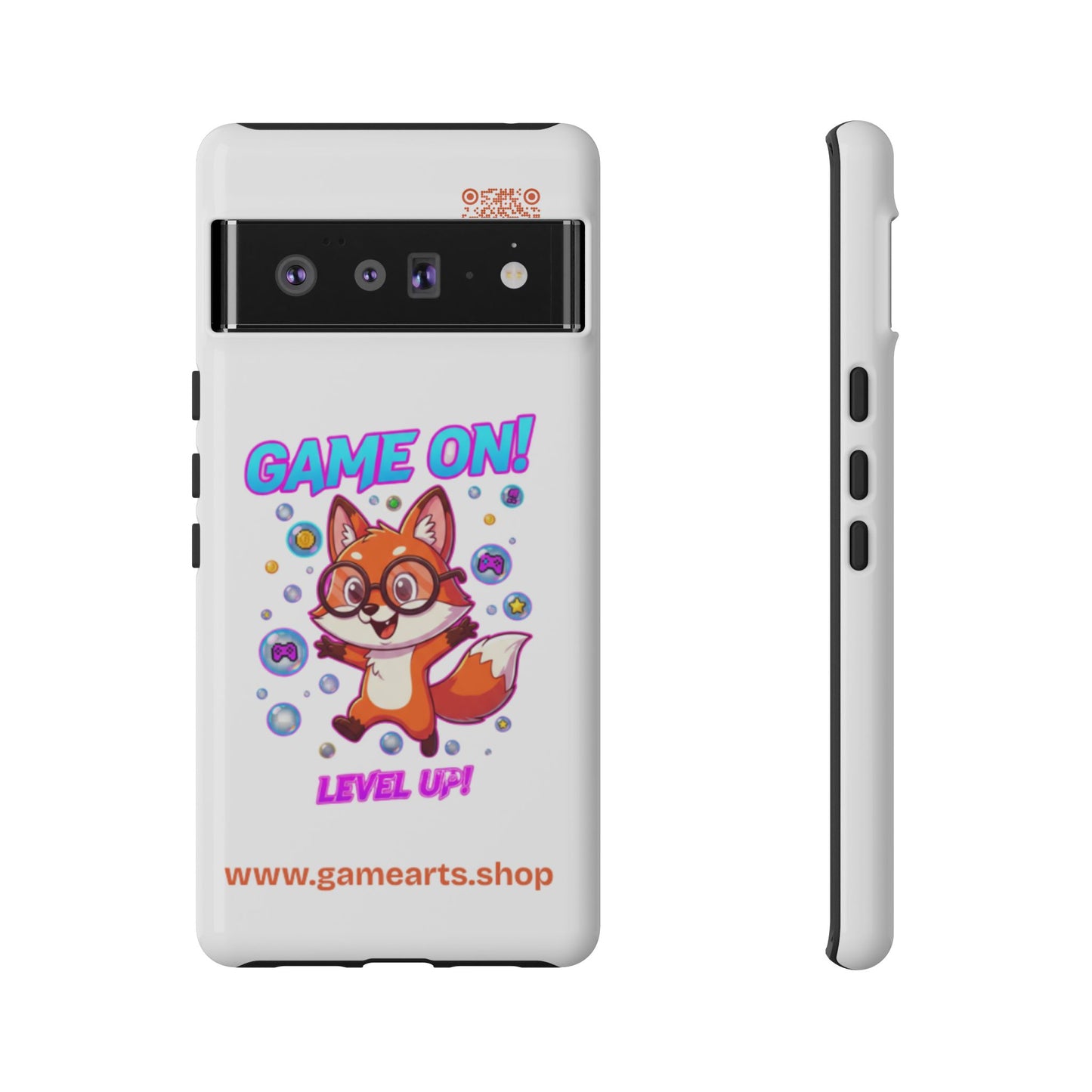 Game On Mobile Case - Cute Fox Design, Gamer Accessories, Phone Cover, Gift for Gamers, Level Up Style