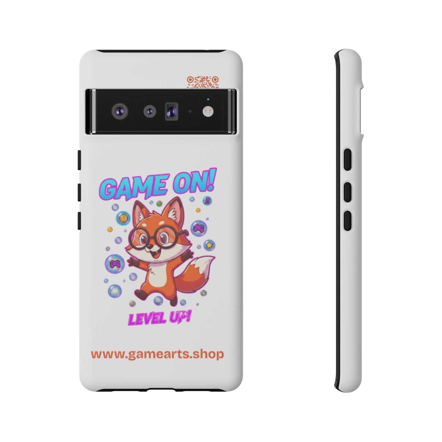 Game On Mobile Case - Cute Fox Design, Gamer Accessories, Phone Cover, Gift for Gamers, Level Up Style