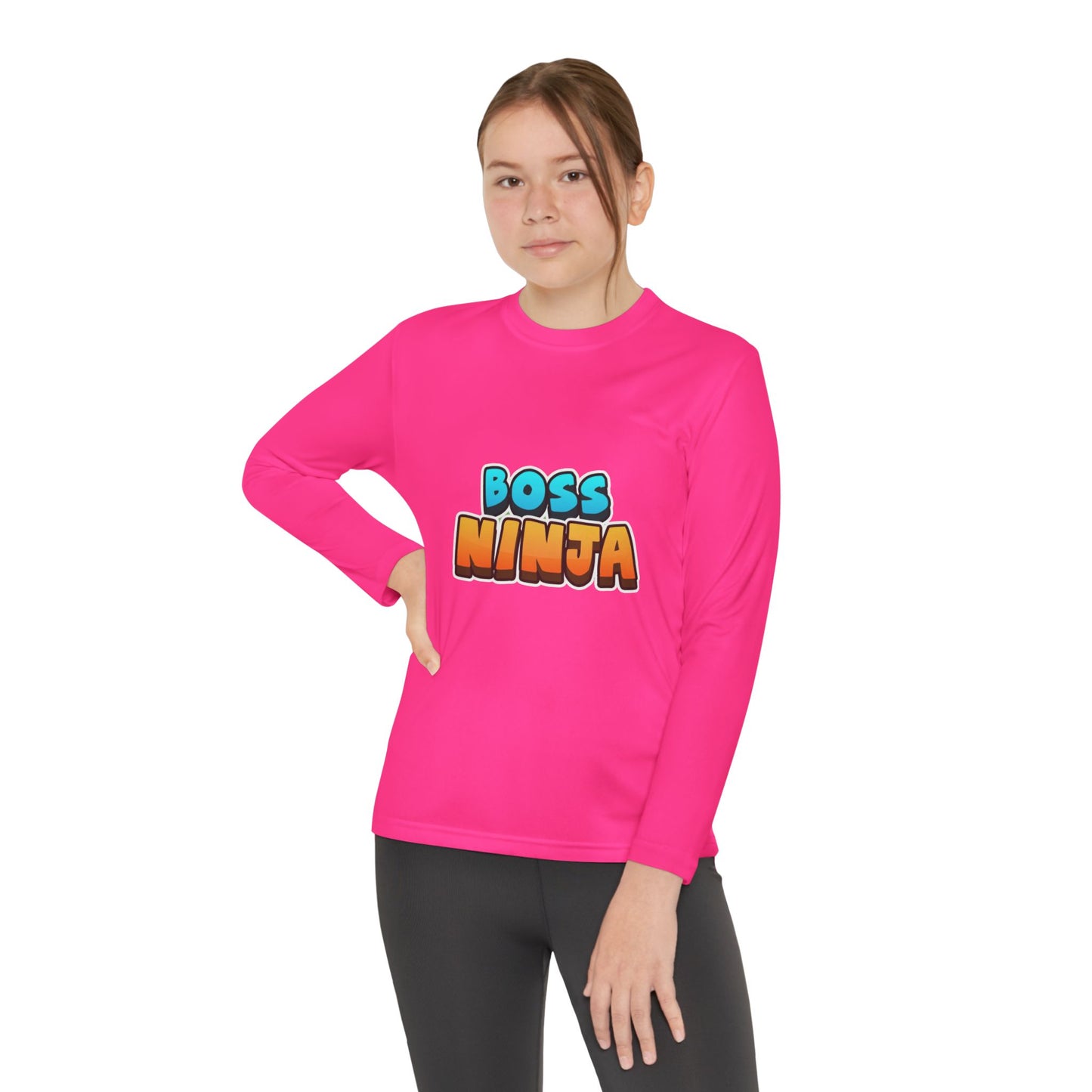 Youth Long Sleeve Boss Ninja Tee, Fun Graphic Shirt for Kids, Perfect for Birthdays, Playdates, School, and Ninja-Themed Parties