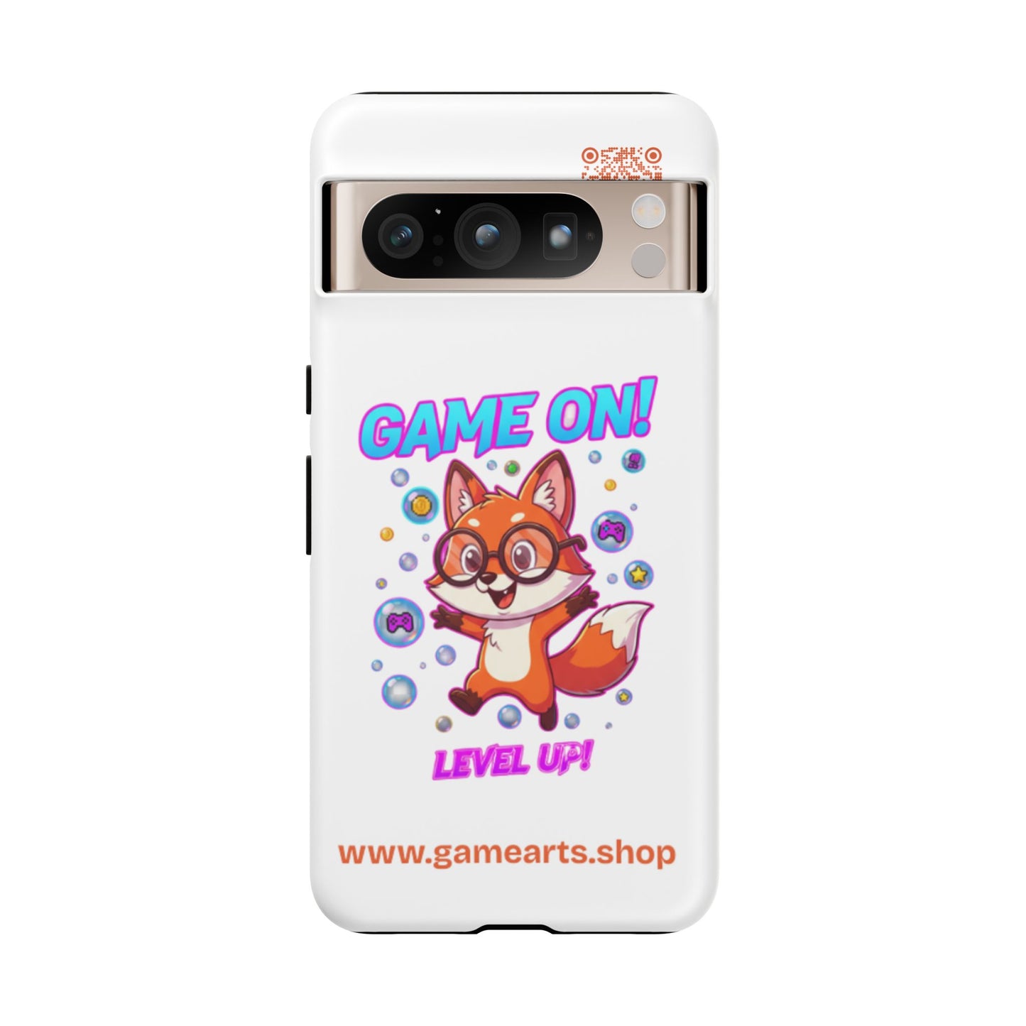 Game On Mobile Case - Cute Fox Design, Gamer Accessories, Phone Cover, Gift for Gamers, Level Up Style