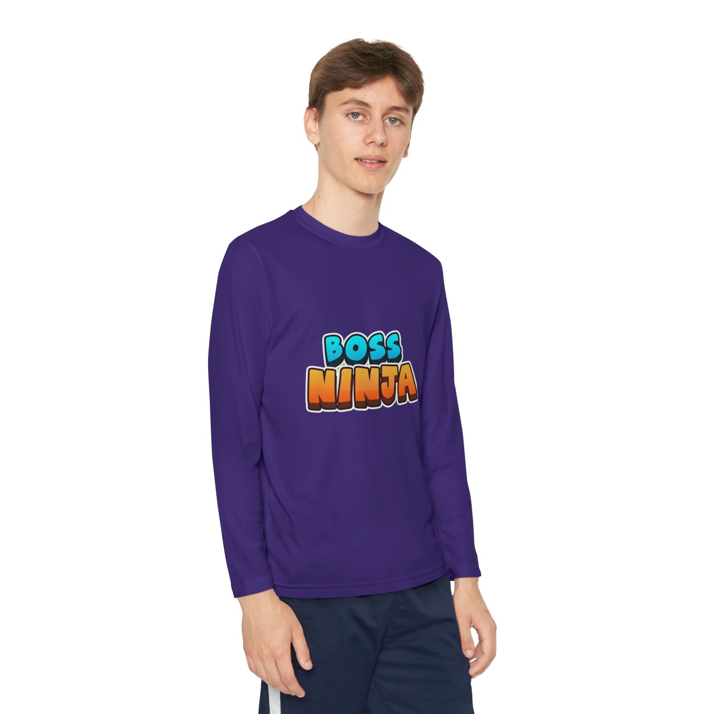 Youth Long Sleeve Boss Ninja Tee, Fun Graphic Shirt for Kids, Perfect for Birthdays, Playdates, School, and Ninja-Themed Parties