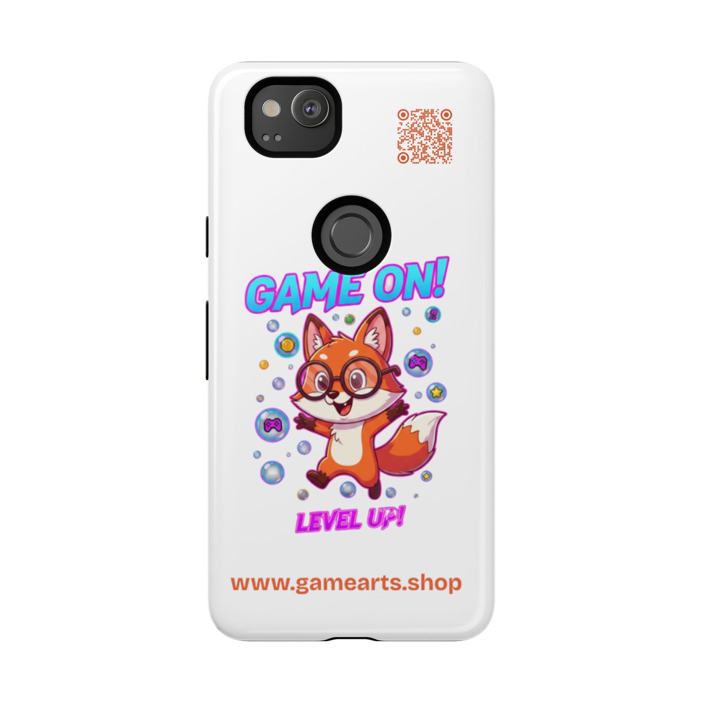 Game On Mobile Case - Cute Fox Design, Gamer Accessories, Phone Cover, Gift for Gamers, Level Up Style