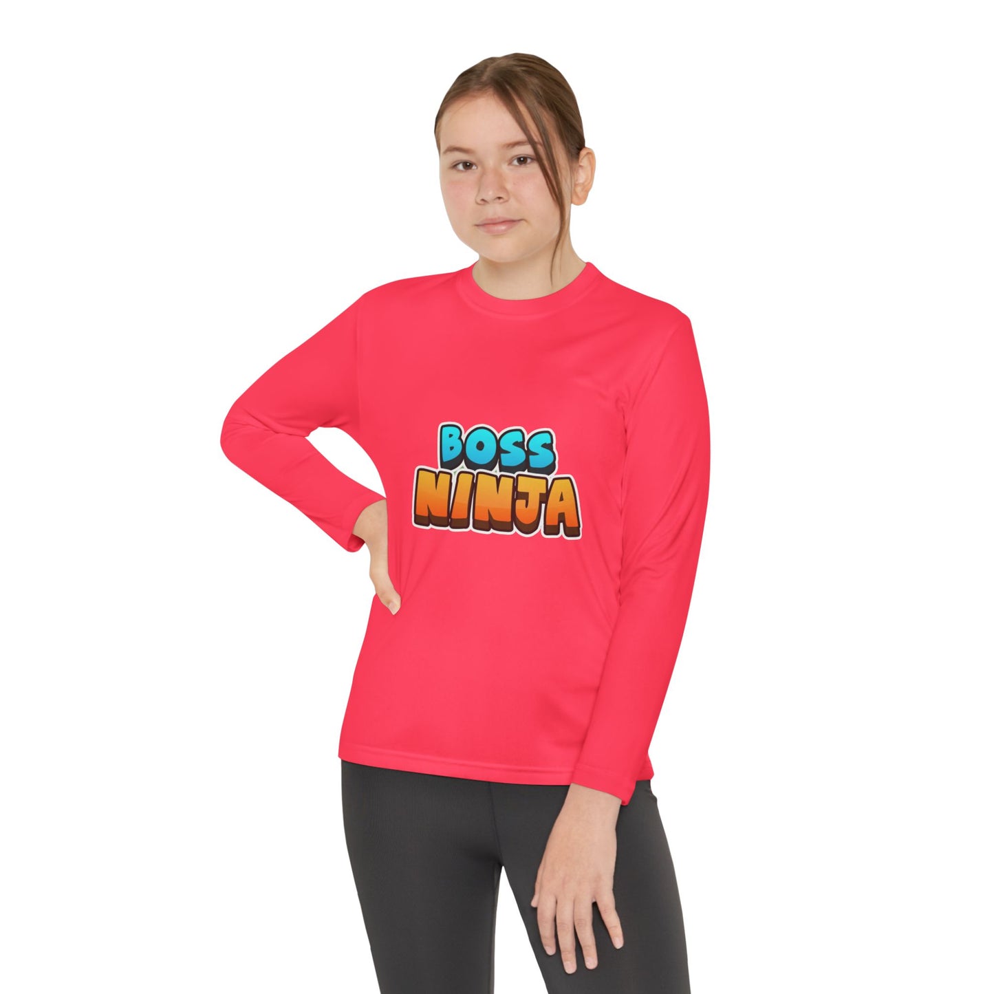Youth Long Sleeve Boss Ninja Tee, Fun Graphic Shirt for Kids, Perfect for Birthdays, Playdates, School, and Ninja-Themed Parties