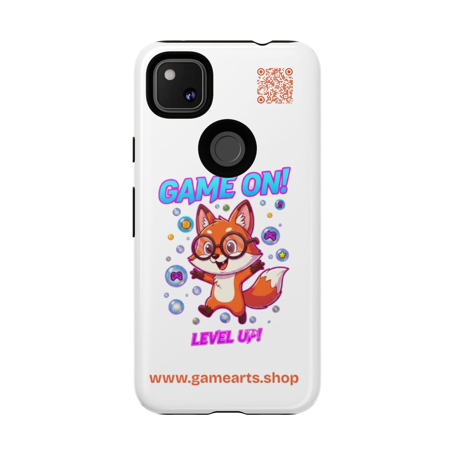 Game On Mobile Case - Cute Fox Design, Gamer Accessories, Phone Cover, Gift for Gamers, Level Up Style