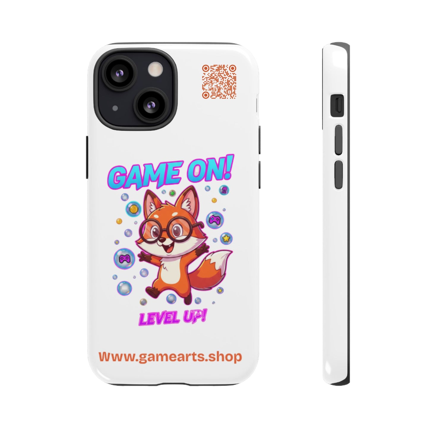 Game On Mobile Case - Cute Fox Design, Gamer Accessories, Phone Cover, Gift for Gamers, Level Up Style