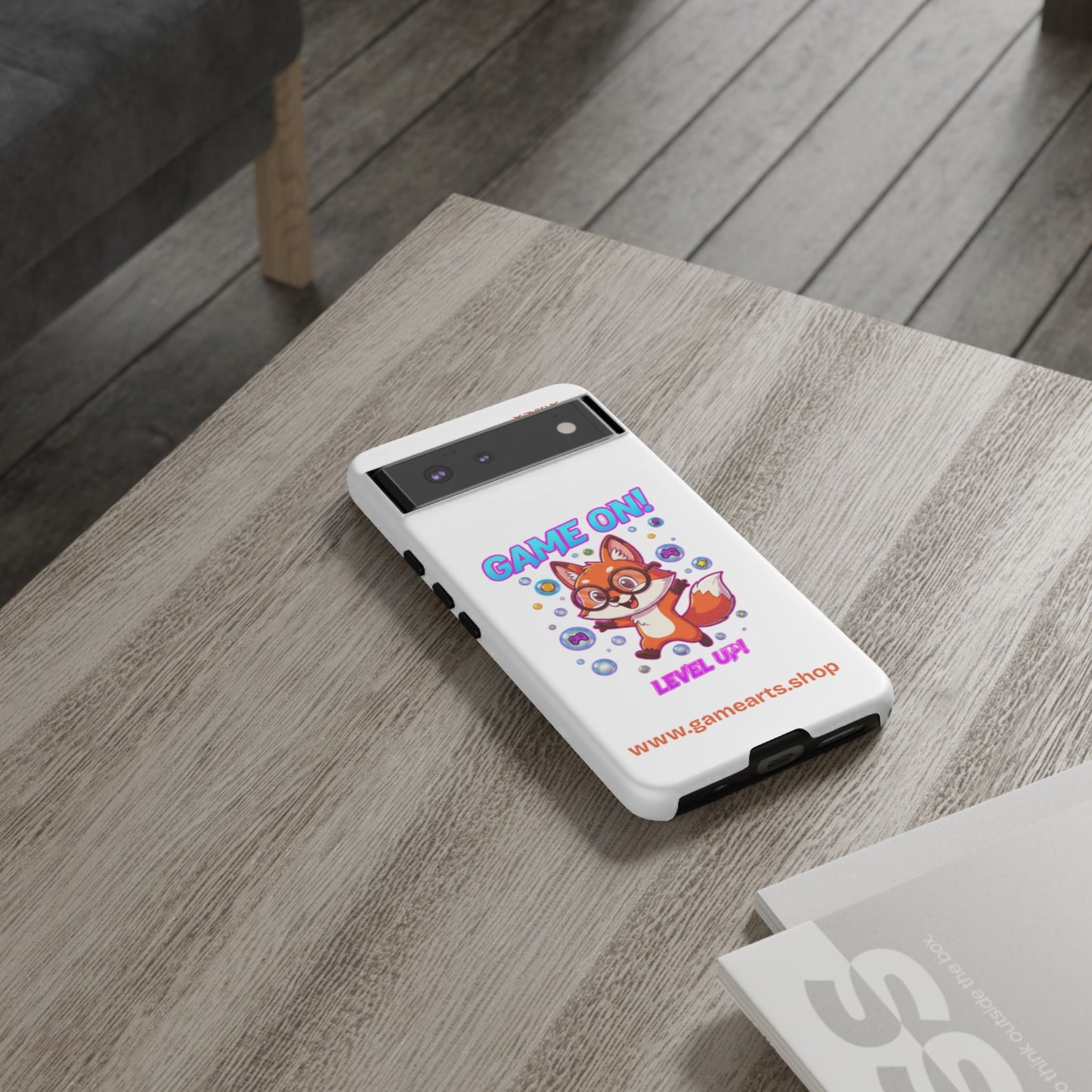 Game On Mobile Case - Cute Fox Design, Gamer Accessories, Phone Cover, Gift for Gamers, Level Up Style