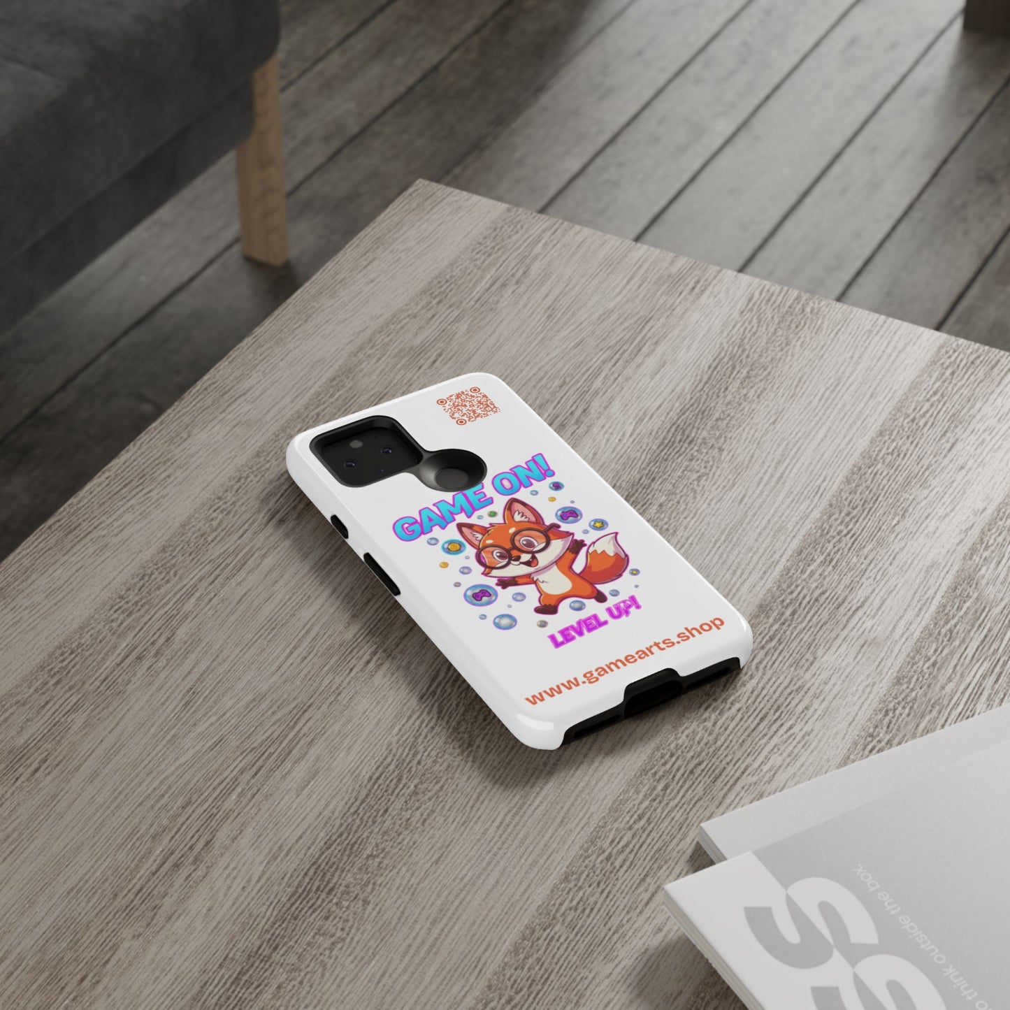 Game On Mobile Case - Cute Fox Design, Gamer Accessories, Phone Cover, Gift for Gamers, Level Up Style