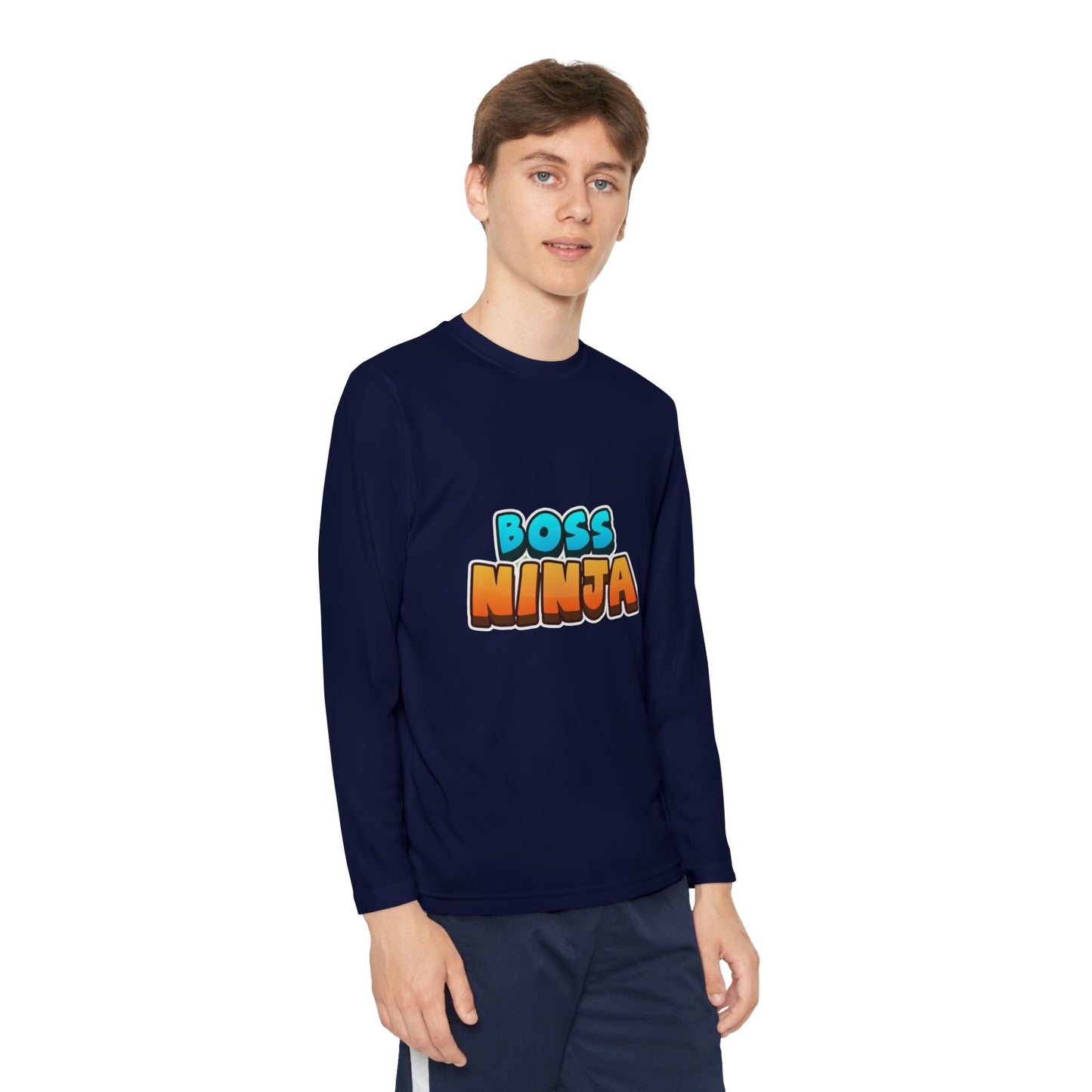 Youth Long Sleeve Boss Ninja Tee, Fun Graphic Shirt for Kids, Perfect for Birthdays, Playdates, School, and Ninja-Themed Parties