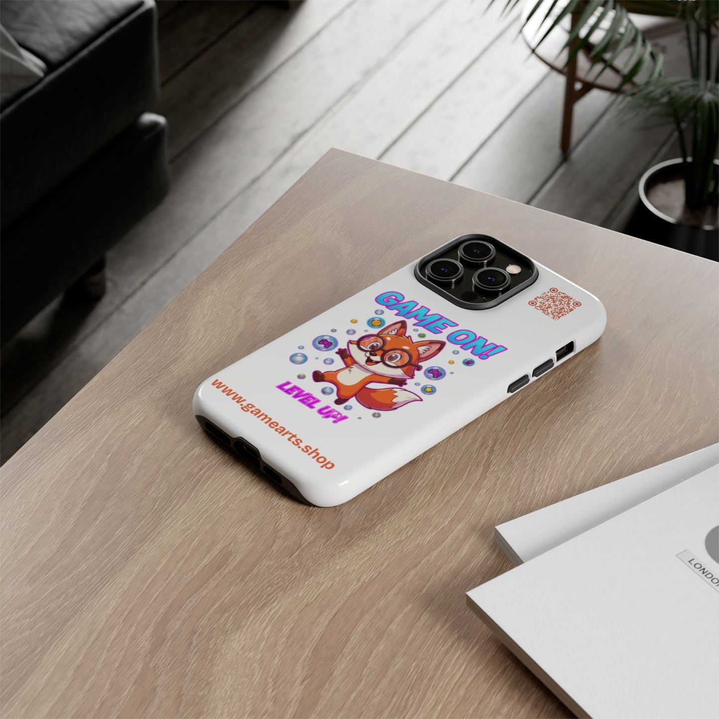 Game On Mobile Case - Cute Fox Design, Gamer Accessories, Phone Cover, Gift for Gamers, Level Up Style