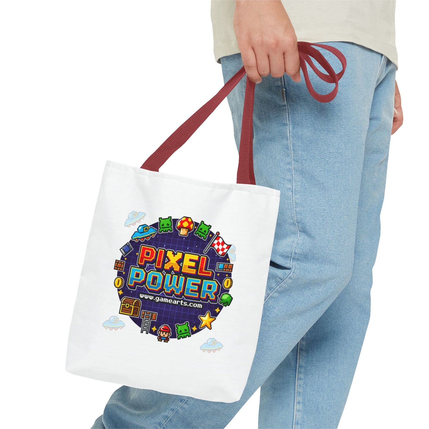 Gaming Tote Bag - Pixel Power Design, Gamer Gift, Eco-Friendly Shopping, Stylish Carryall, Fun Everyday Use