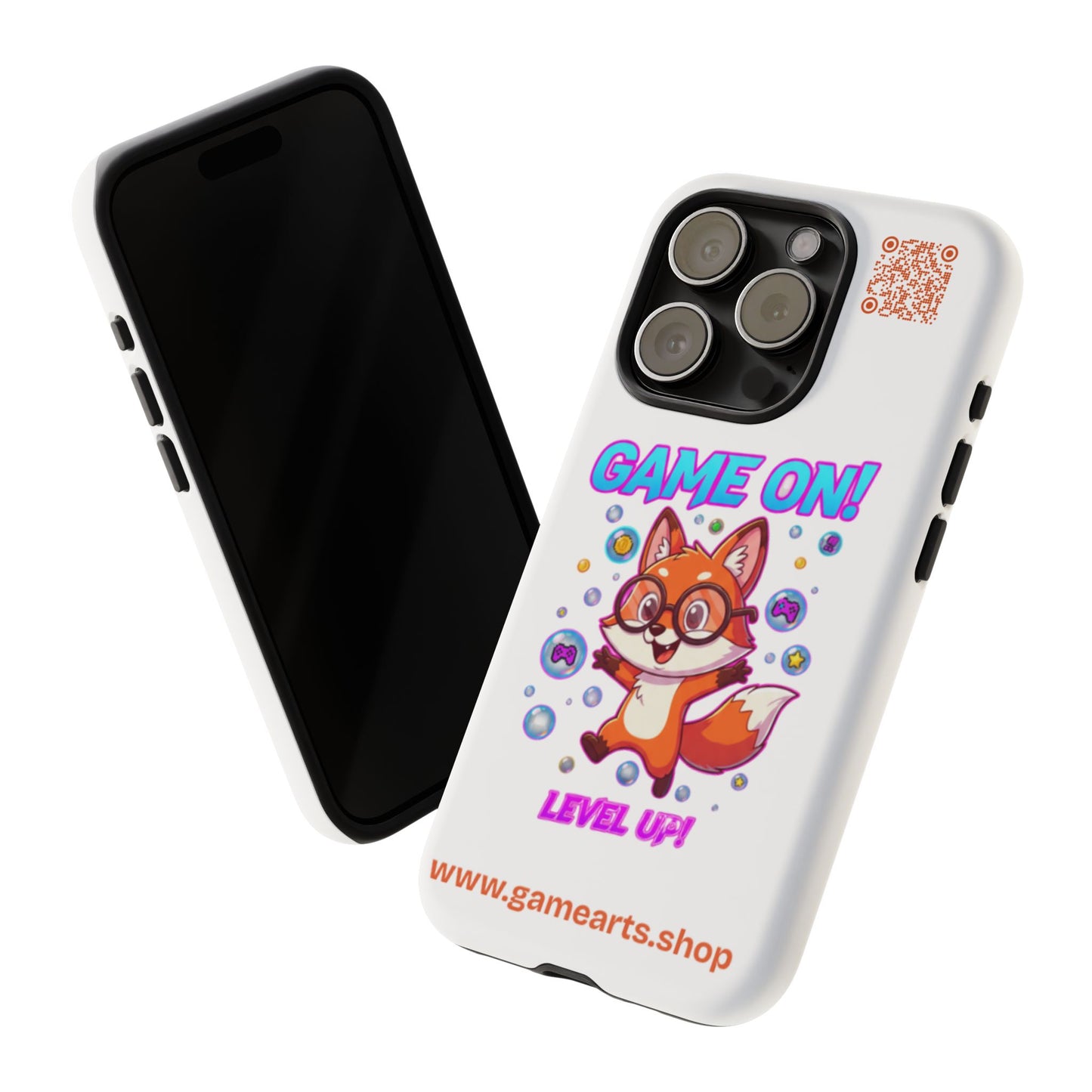 Game On Mobile Case - Cute Fox Design, Gamer Accessories, Phone Cover, Gift for Gamers, Level Up Style