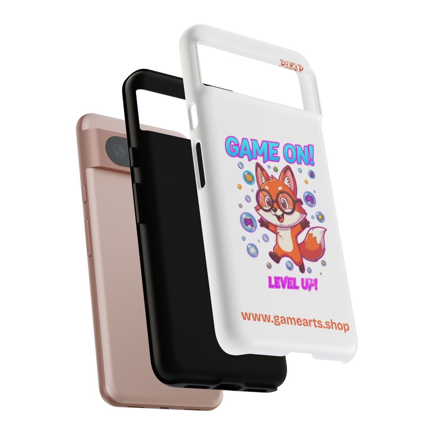 Game On Mobile Case - Cute Fox Design, Gamer Accessories, Phone Cover, Gift for Gamers, Level Up Style