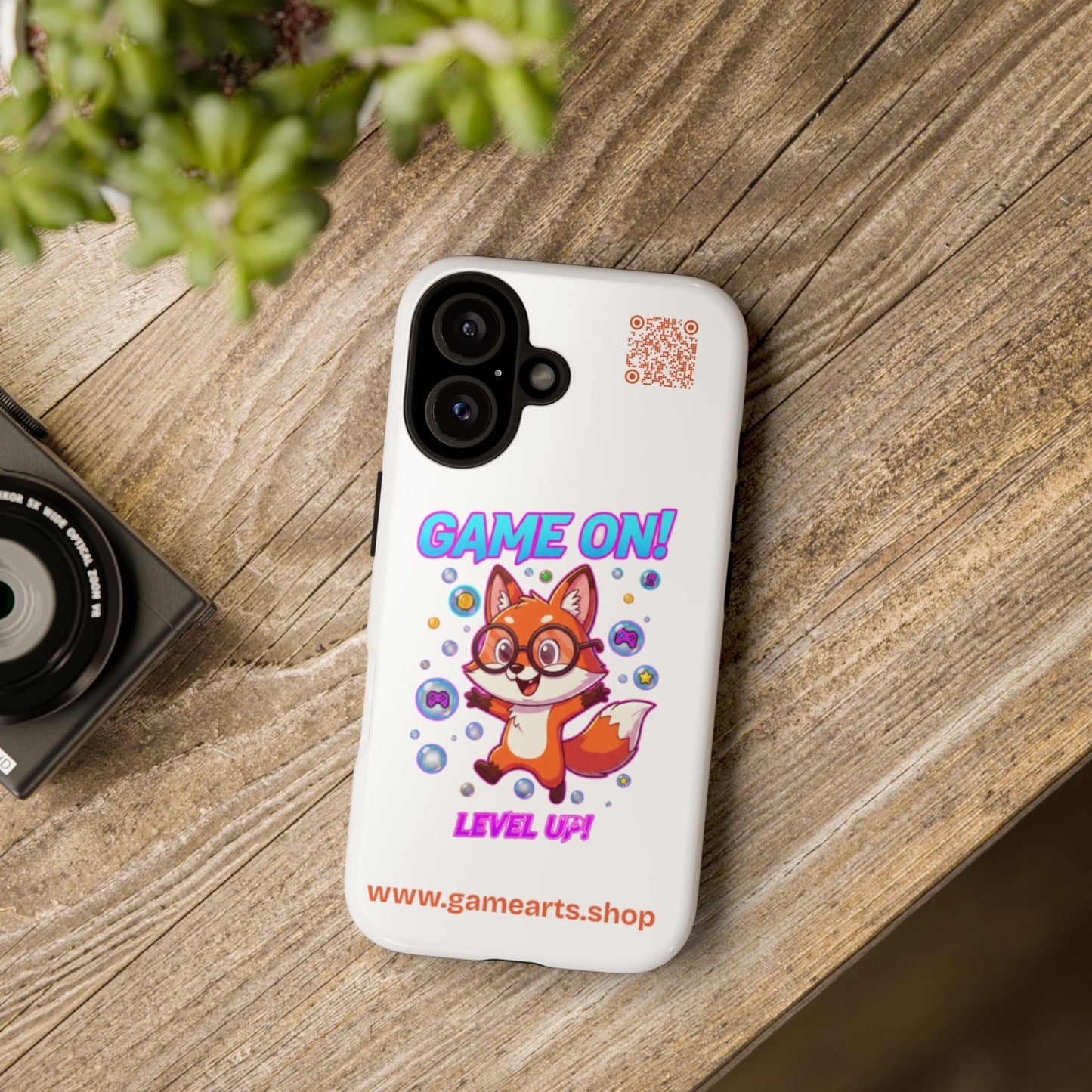 Game On Mobile Case - Cute Fox Design, Gamer Accessories, Phone Cover, Gift for Gamers, Level Up Style