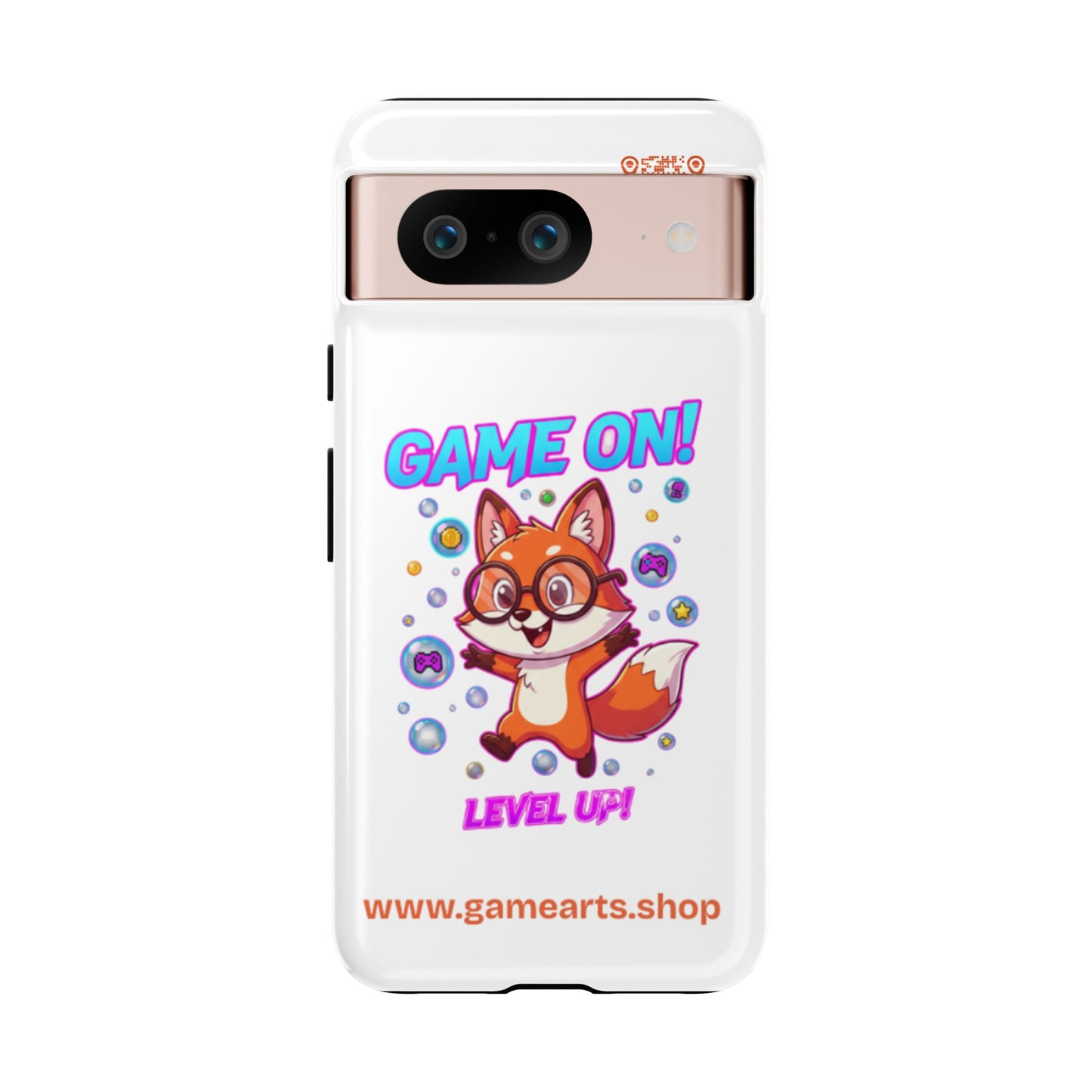 Game On Mobile Case - Cute Fox Design, Gamer Accessories, Phone Cover, Gift for Gamers, Level Up Style