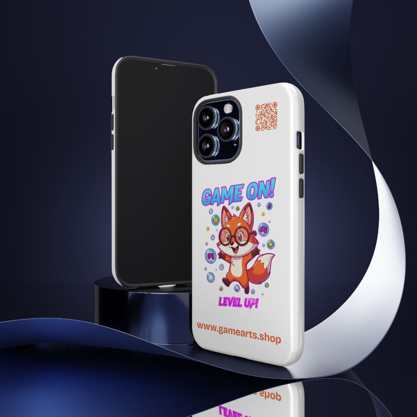 Game On Mobile Case - Cute Fox Design, Gamer Accessories, Phone Cover, Gift for Gamers, Level Up Style