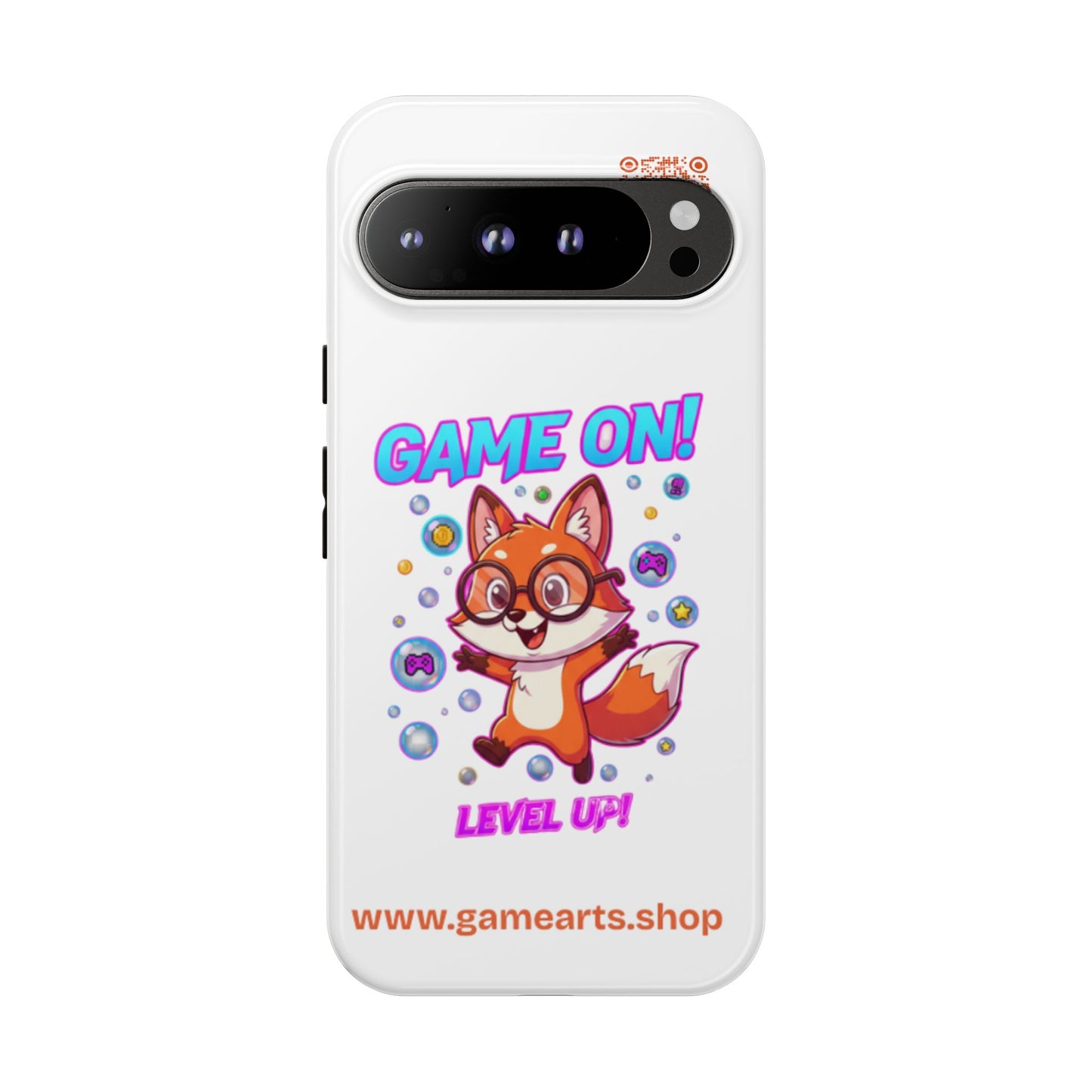Game On Mobile Case - Cute Fox Design, Gamer Accessories, Phone Cover, Gift for Gamers, Level Up Style