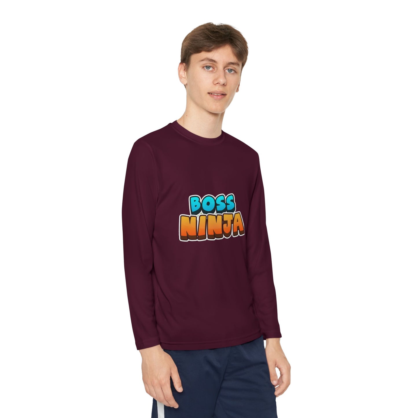Youth Long Sleeve Boss Ninja Tee, Fun Graphic Shirt for Kids, Perfect for Birthdays, Playdates, School, and Ninja-Themed Parties