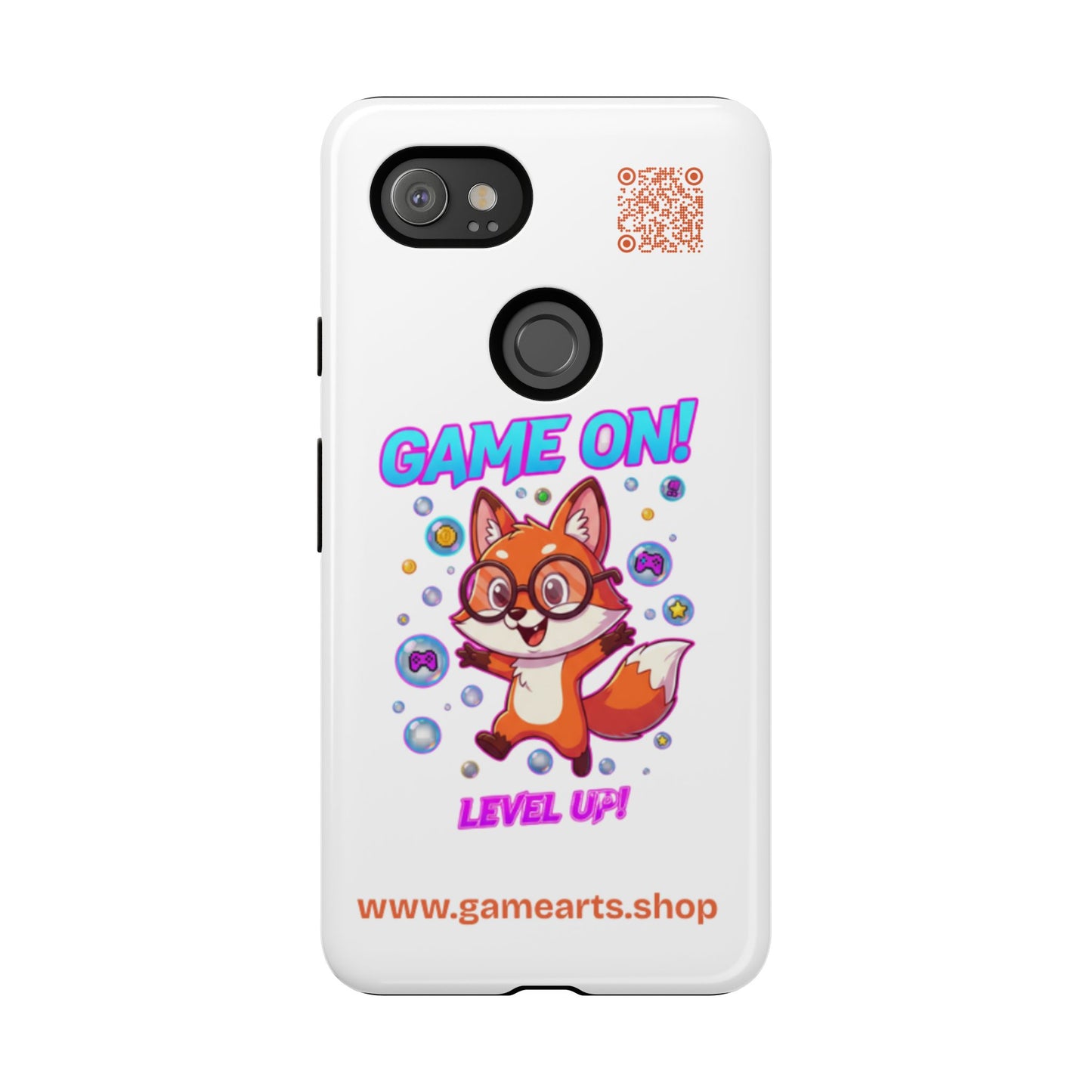 Game On Mobile Case - Cute Fox Design, Gamer Accessories, Phone Cover, Gift for Gamers, Level Up Style