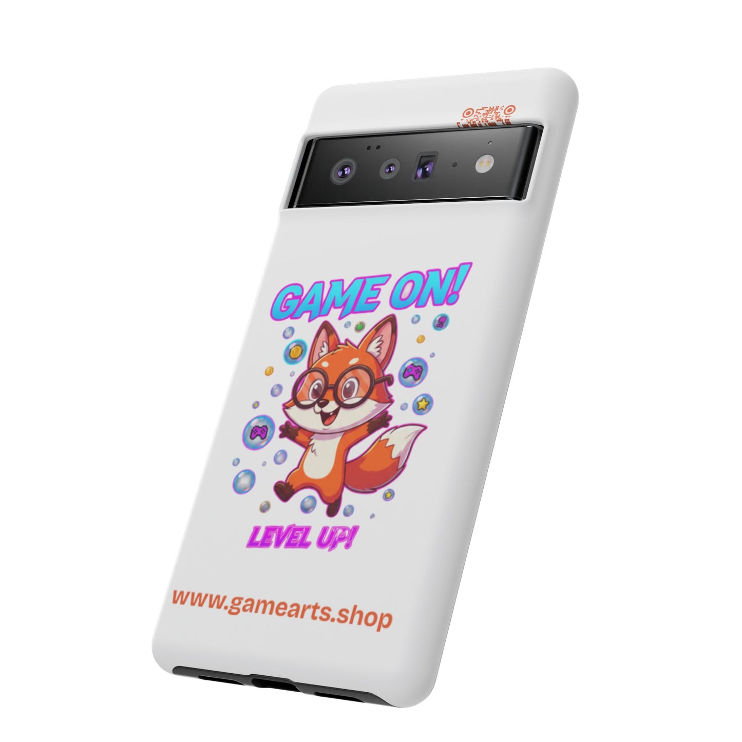 Game On Mobile Case - Cute Fox Design, Gamer Accessories, Phone Cover, Gift for Gamers, Level Up Style