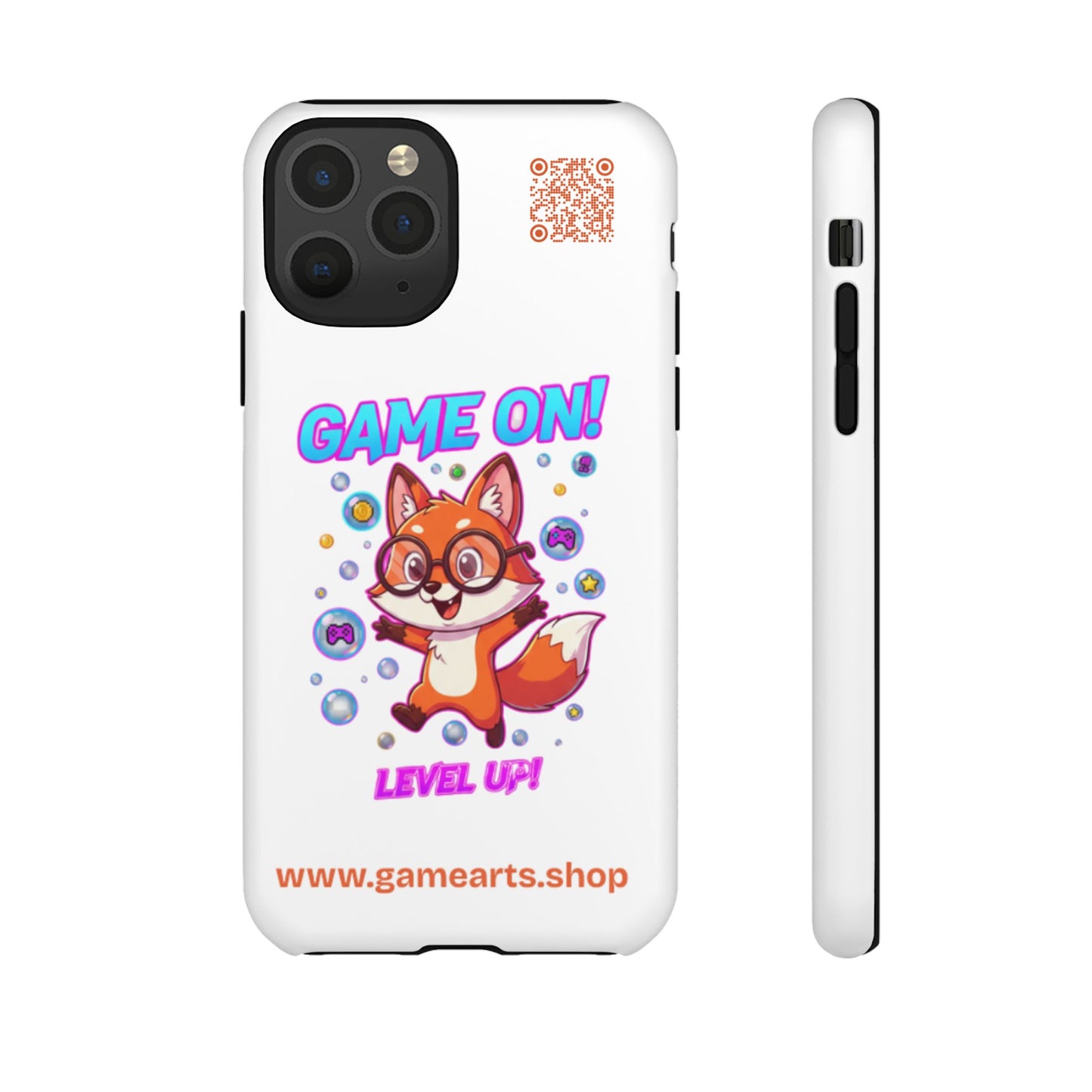Game On Mobile Case - Cute Fox Design, Gamer Accessories, Phone Cover, Gift for Gamers, Level Up Style