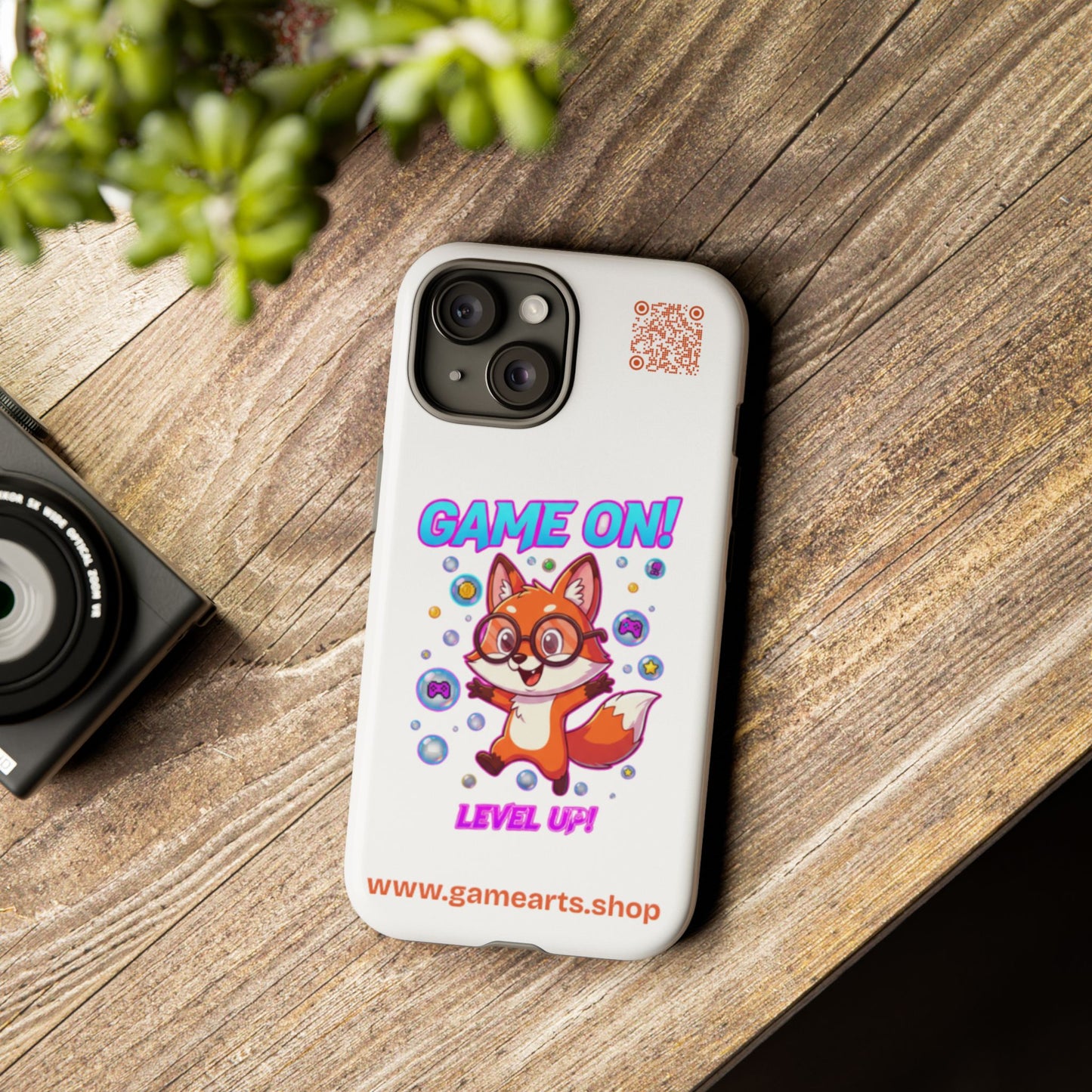 Game On Mobile Case - Cute Fox Design, Gamer Accessories, Phone Cover, Gift for Gamers, Level Up Style