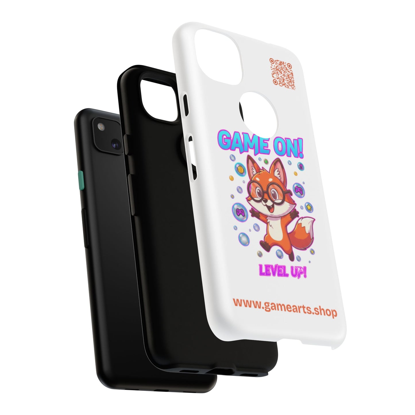 Game On Mobile Case - Cute Fox Design, Gamer Accessories, Phone Cover, Gift for Gamers, Level Up Style