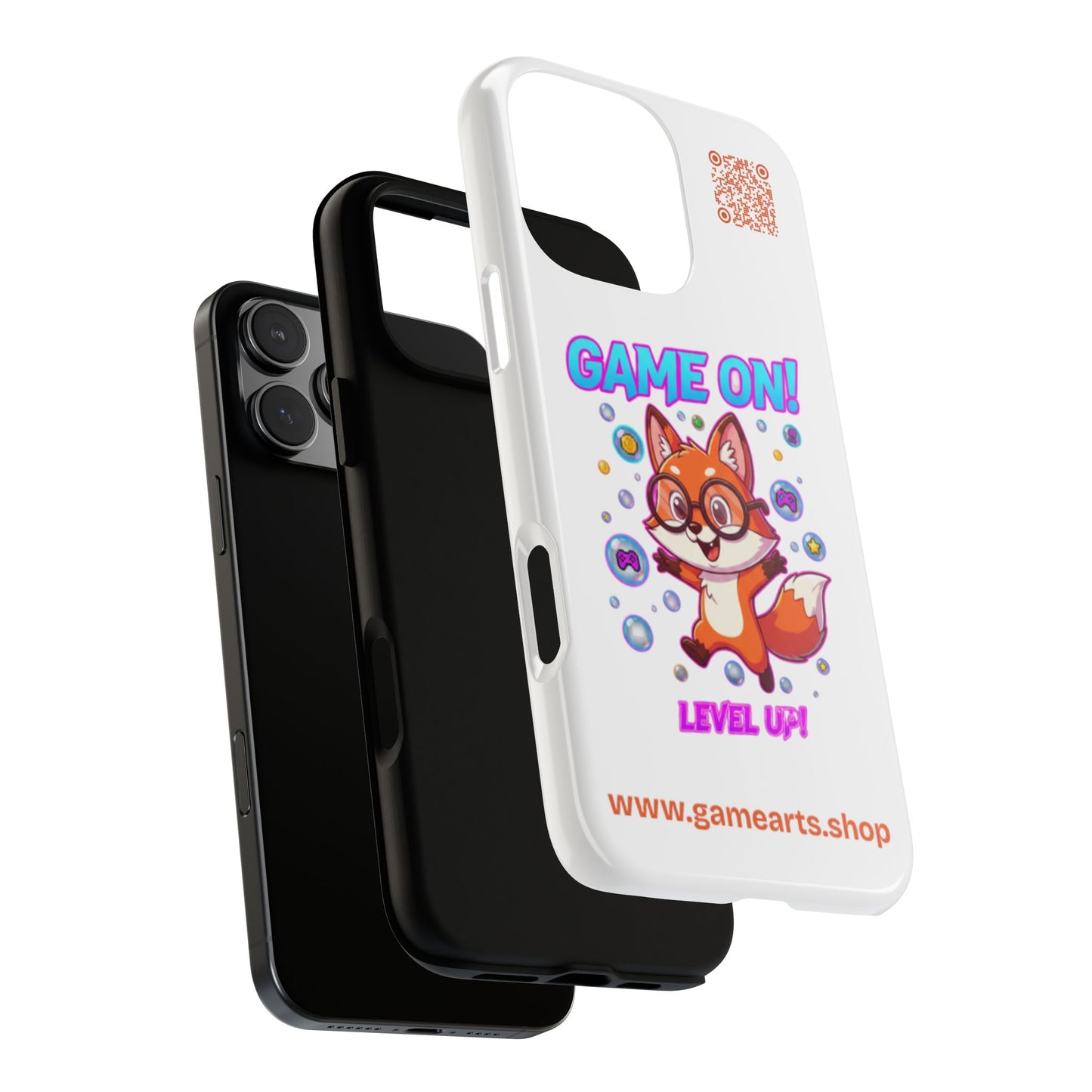 Game On Mobile Case - Cute Fox Design, Gamer Accessories, Phone Cover, Gift for Gamers, Level Up Style