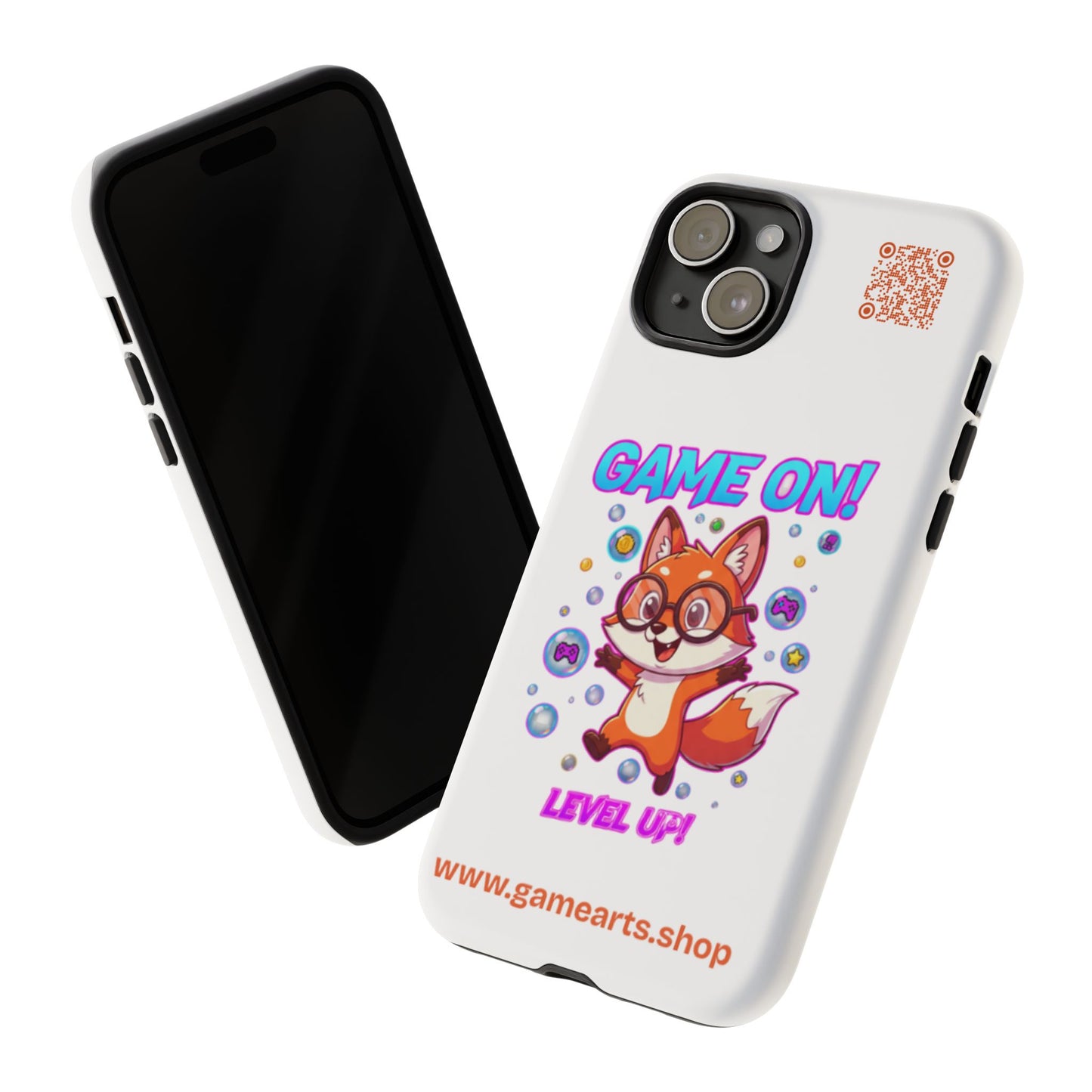 Game On Mobile Case - Cute Fox Design, Gamer Accessories, Phone Cover, Gift for Gamers, Level Up Style