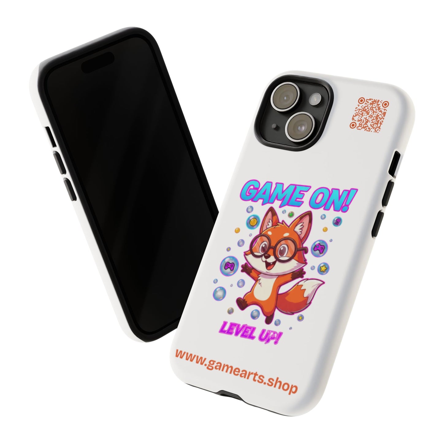 Game On Mobile Case - Cute Fox Design, Gamer Accessories, Phone Cover, Gift for Gamers, Level Up Style