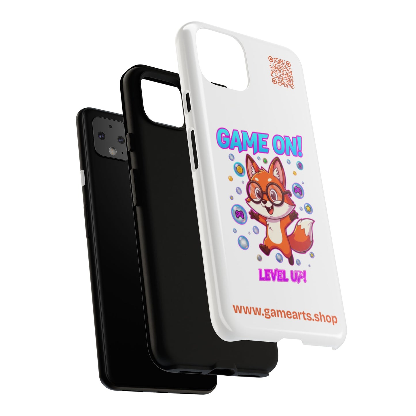 Game On Mobile Case - Cute Fox Design, Gamer Accessories, Phone Cover, Gift for Gamers, Level Up Style