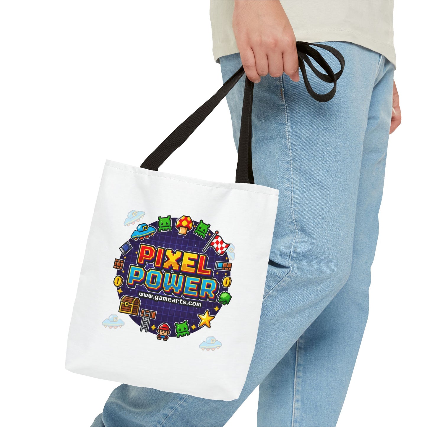 Gaming Tote Bag - Pixel Power Design, Gamer Gift, Eco-Friendly Shopping, Stylish Carryall, Fun Everyday Use
