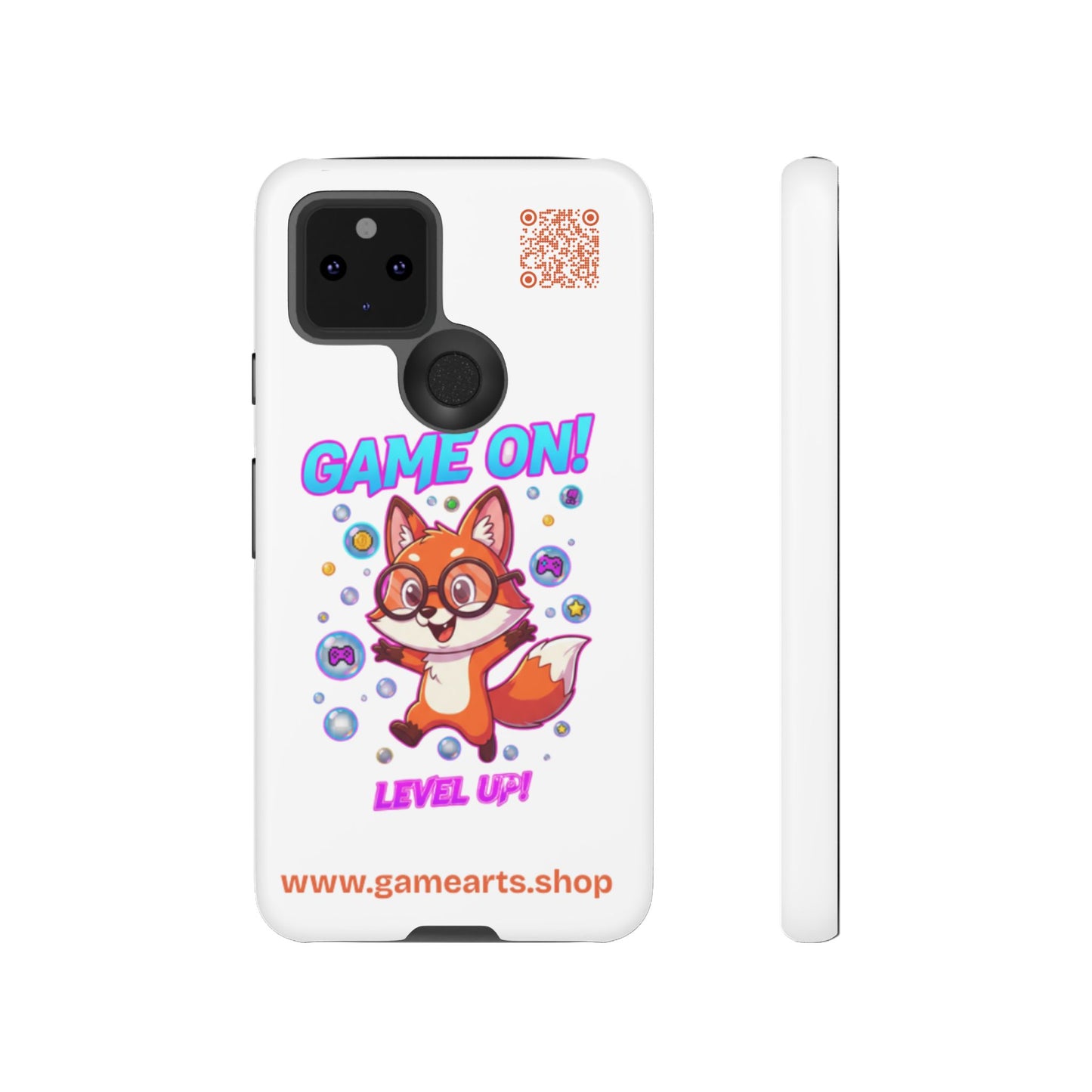 Game On Mobile Case - Cute Fox Design, Gamer Accessories, Phone Cover, Gift for Gamers, Level Up Style