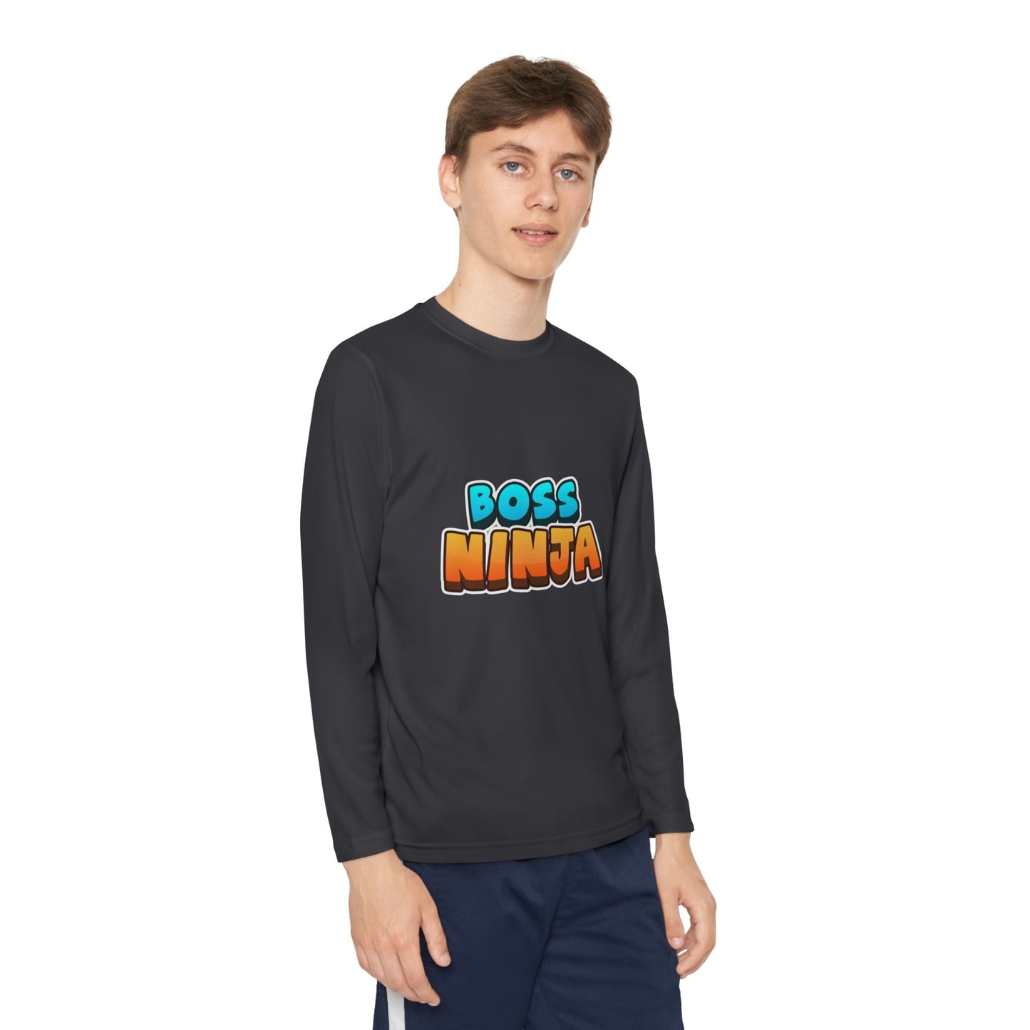 Youth Long Sleeve Boss Ninja Tee, Fun Graphic Shirt for Kids, Perfect for Birthdays, Playdates, School, and Ninja-Themed Parties