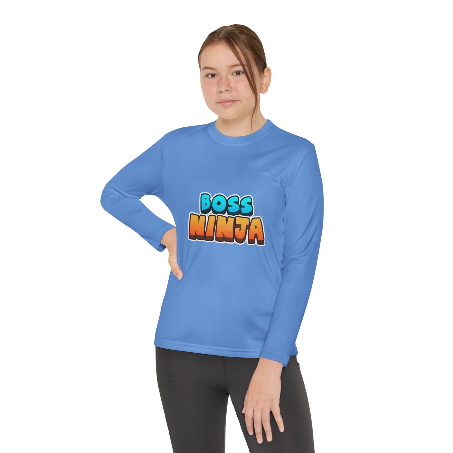 Youth Long Sleeve Boss Ninja Tee, Fun Graphic Shirt for Kids, Perfect for Birthdays, Playdates, School, and Ninja-Themed Parties