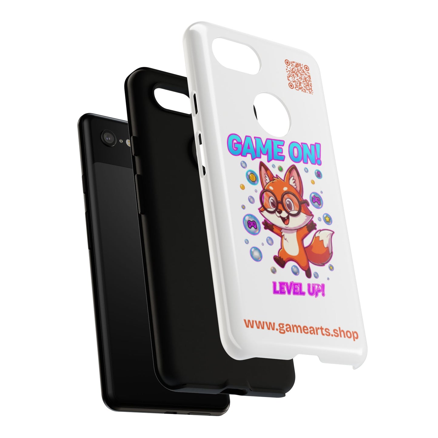 Game On Mobile Case - Cute Fox Design, Gamer Accessories, Phone Cover, Gift for Gamers, Level Up Style