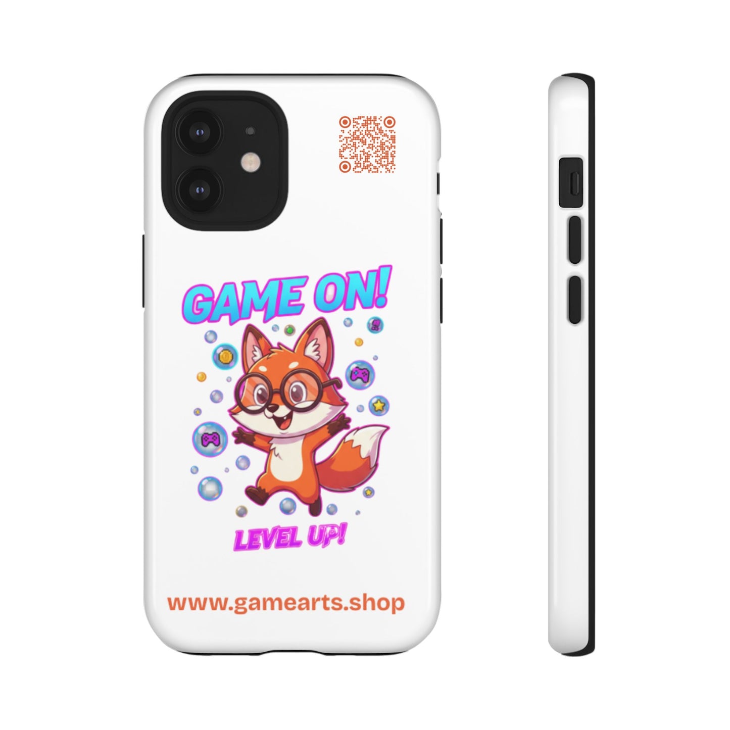 Game On Mobile Case - Cute Fox Design, Gamer Accessories, Phone Cover, Gift for Gamers, Level Up Style