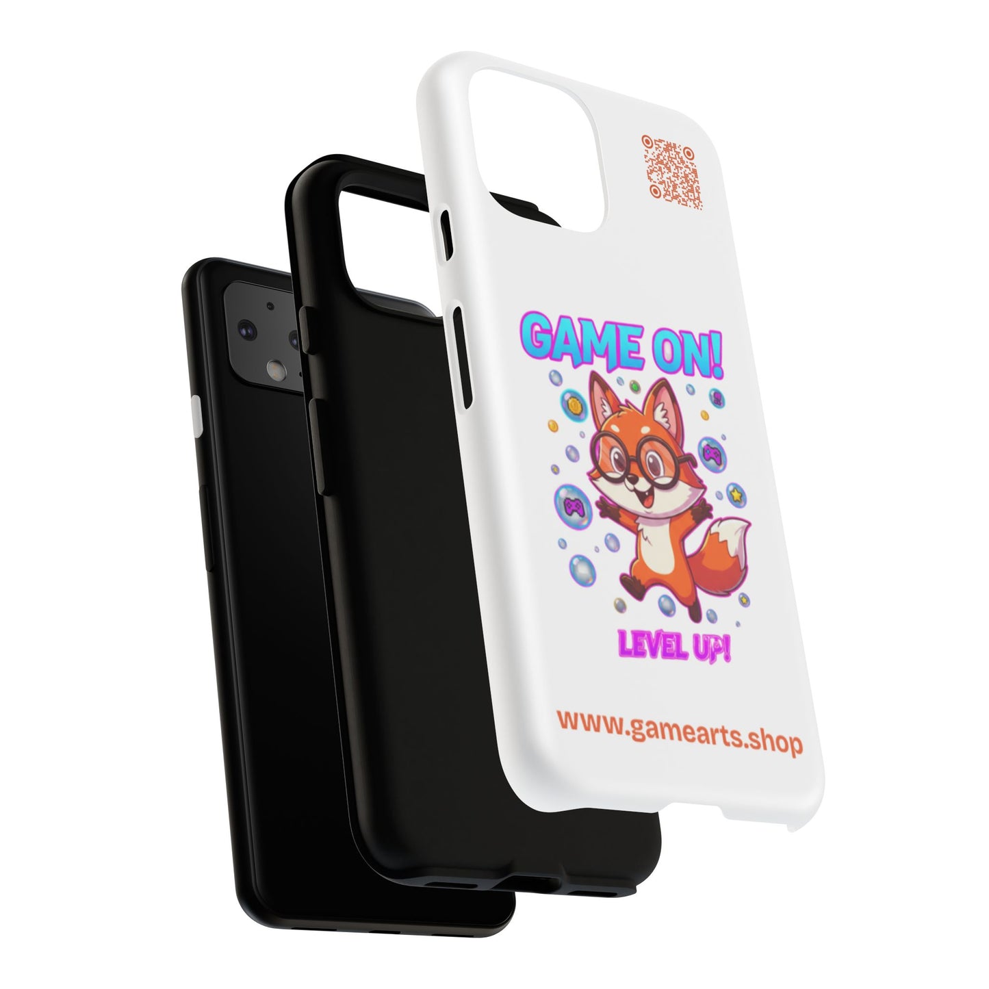 Game On Mobile Case - Cute Fox Design, Gamer Accessories, Phone Cover, Gift for Gamers, Level Up Style