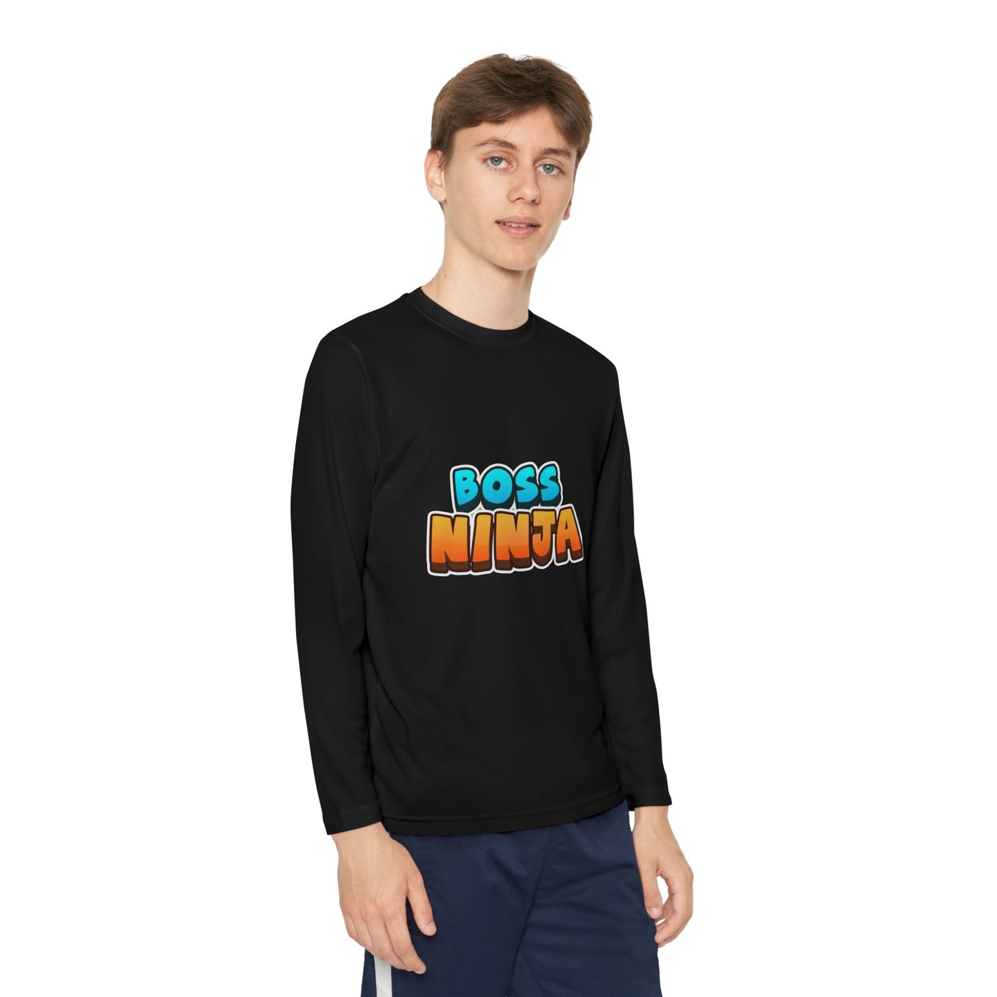 Youth Long Sleeve Boss Ninja Tee, Fun Graphic Shirt for Kids, Perfect for Birthdays, Playdates, School, and Ninja-Themed Parties