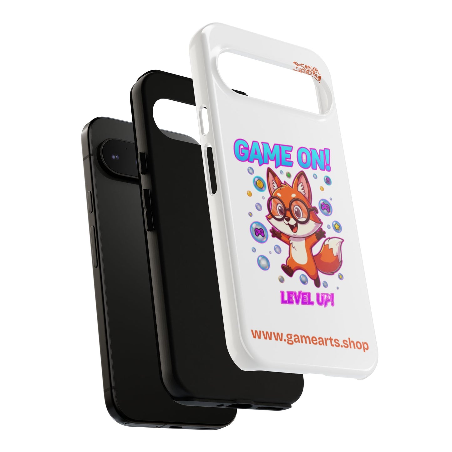 Game On Mobile Case - Cute Fox Design, Gamer Accessories, Phone Cover, Gift for Gamers, Level Up Style