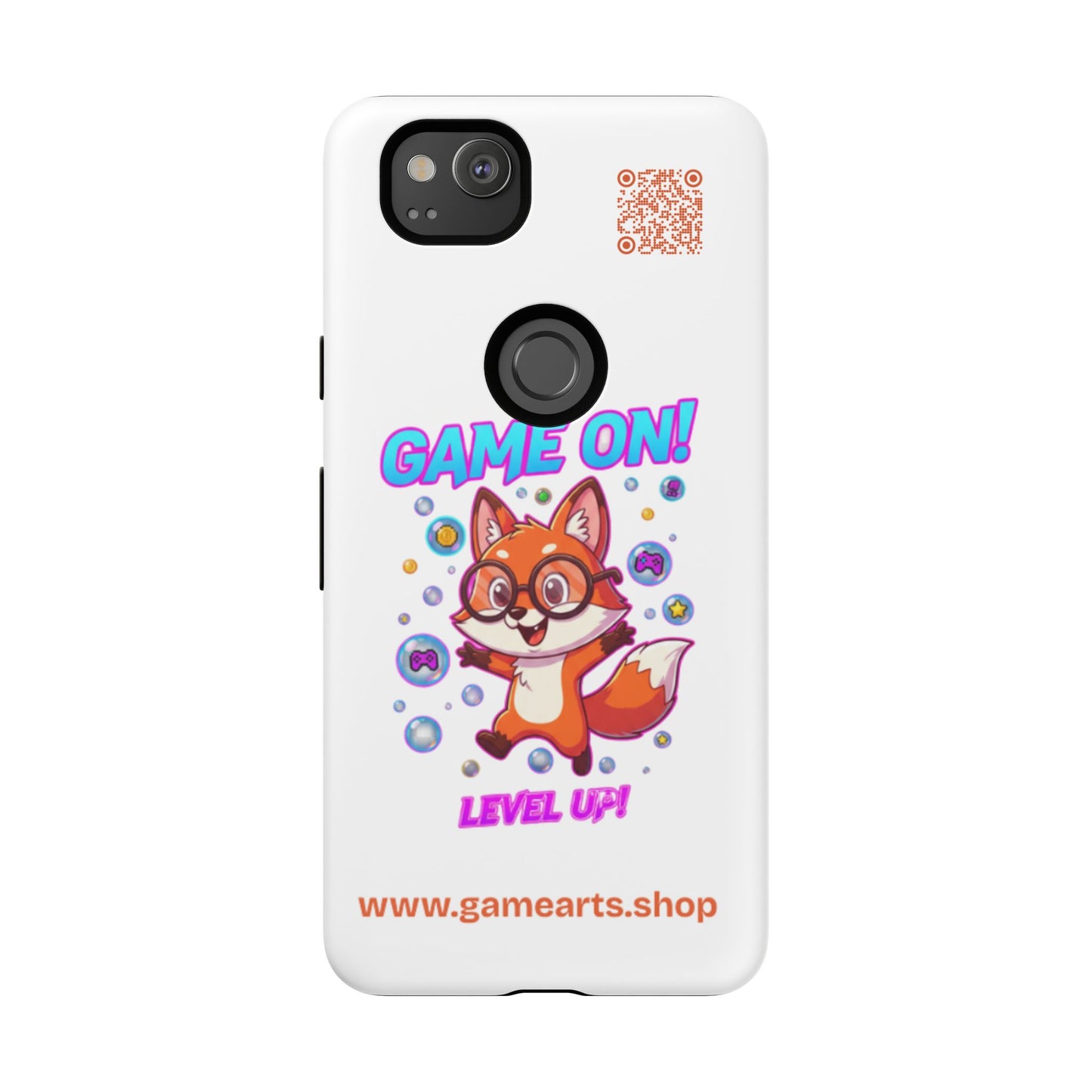 Game On Mobile Case - Cute Fox Design, Gamer Accessories, Phone Cover, Gift for Gamers, Level Up Style