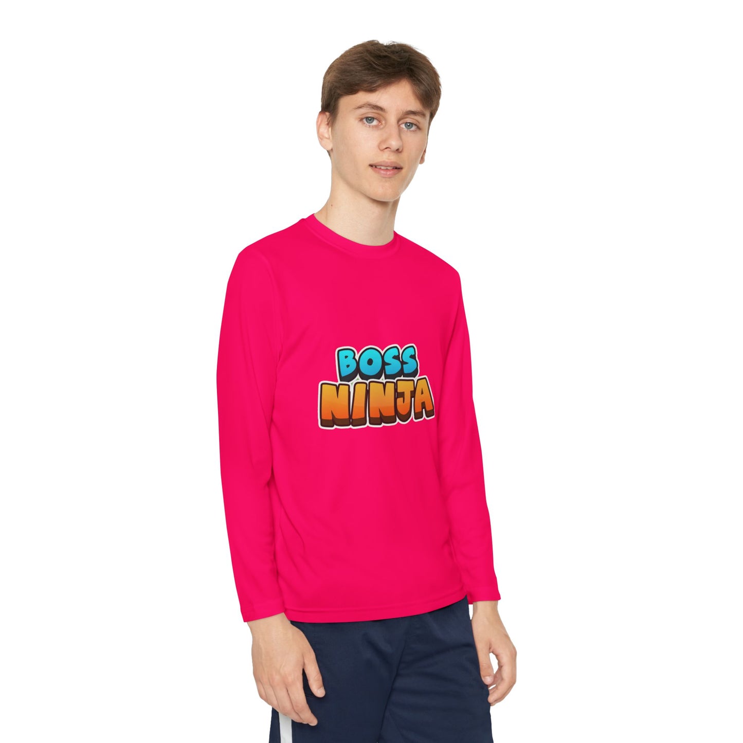 Youth Long Sleeve Boss Ninja Tee, Fun Graphic Shirt for Kids, Perfect for Birthdays, Playdates, School, and Ninja-Themed Parties