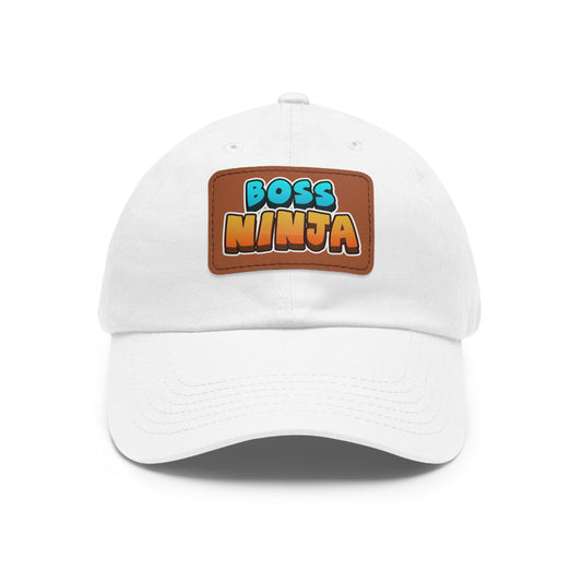 Boss Ninja Dad Hat, Leather Patch Cap for Dads, Casual Summer Hat, Great for Father's Day Gifts, Trendy Dad Apparel, Gift for Ninja Lovers
