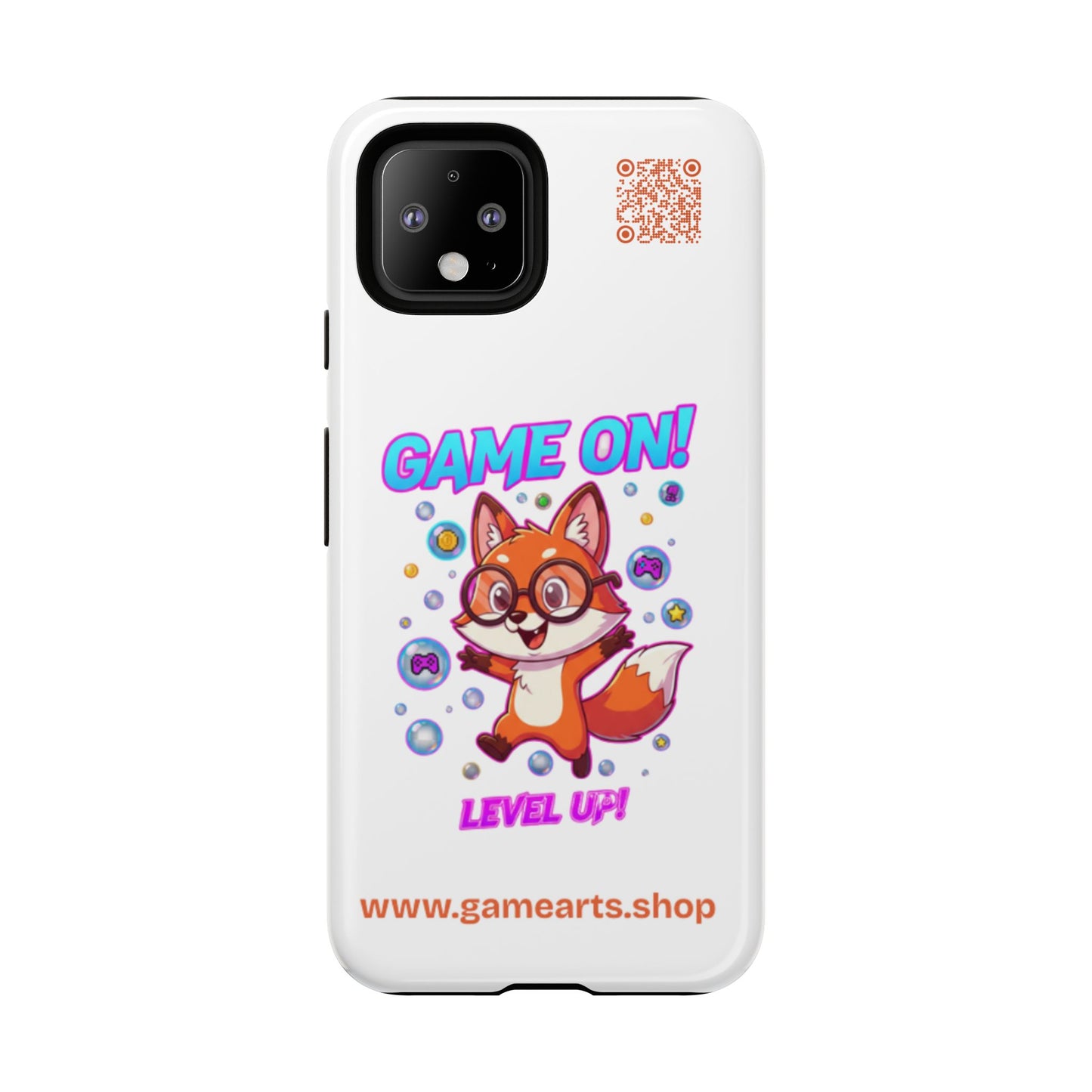 Game On Mobile Case - Cute Fox Design, Gamer Accessories, Phone Cover, Gift for Gamers, Level Up Style