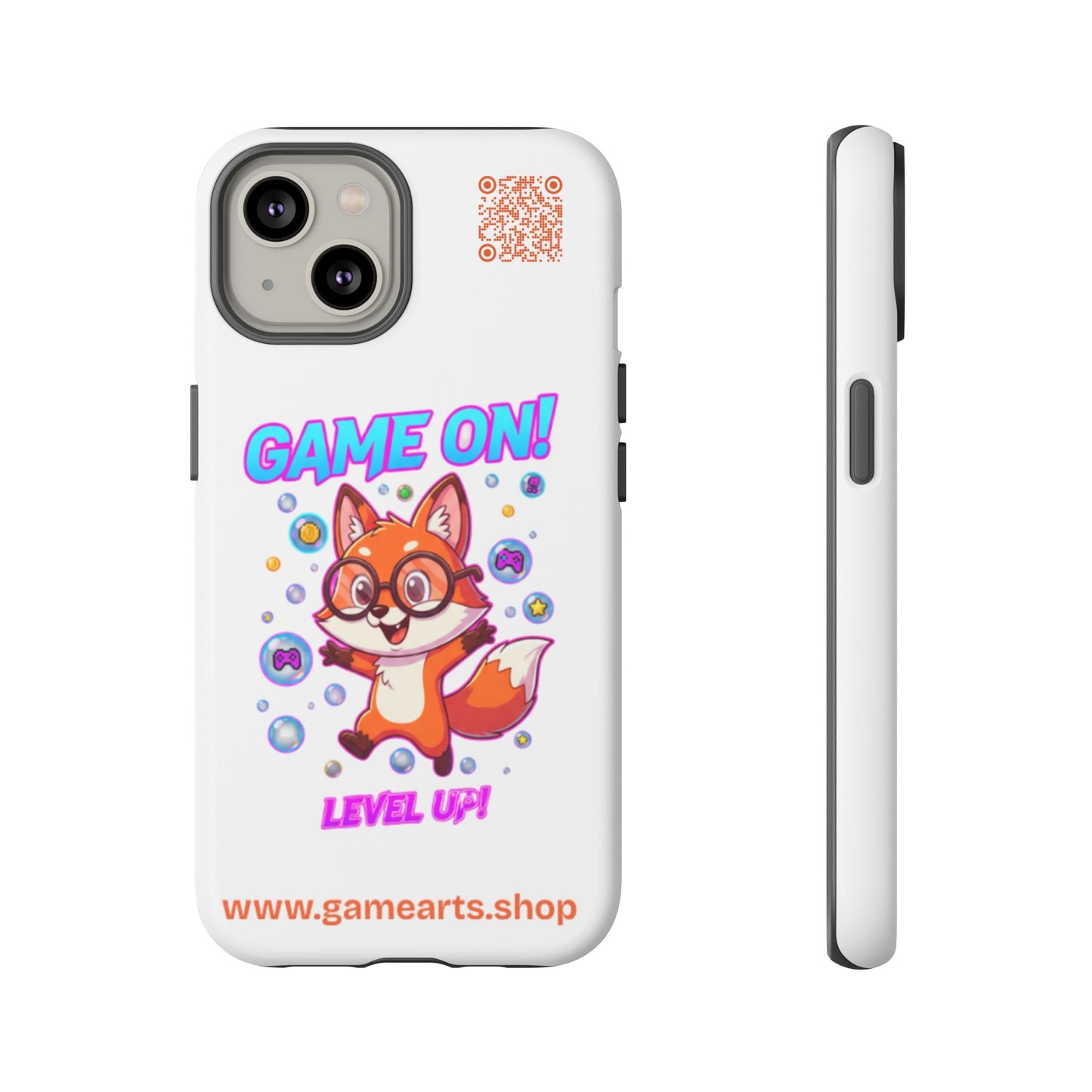 Game On Mobile Case - Cute Fox Design, Gamer Accessories, Phone Cover, Gift for Gamers, Level Up Style