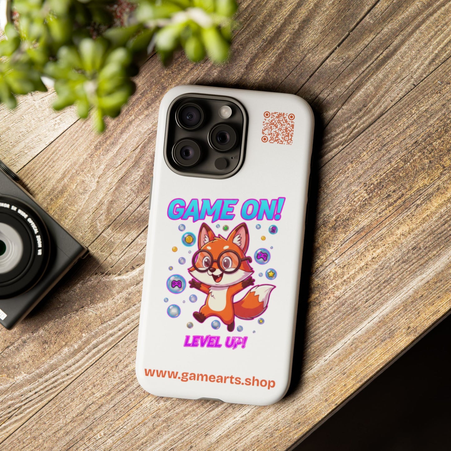 Game On Mobile Case - Cute Fox Design, Gamer Accessories, Phone Cover, Gift for Gamers, Level Up Style