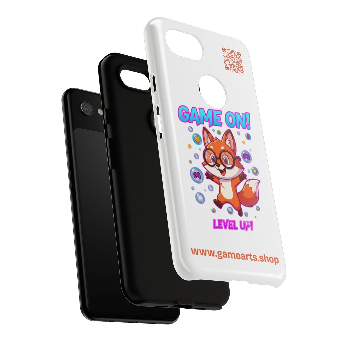 Game On Mobile Case - Cute Fox Design, Gamer Accessories, Phone Cover, Gift for Gamers, Level Up Style